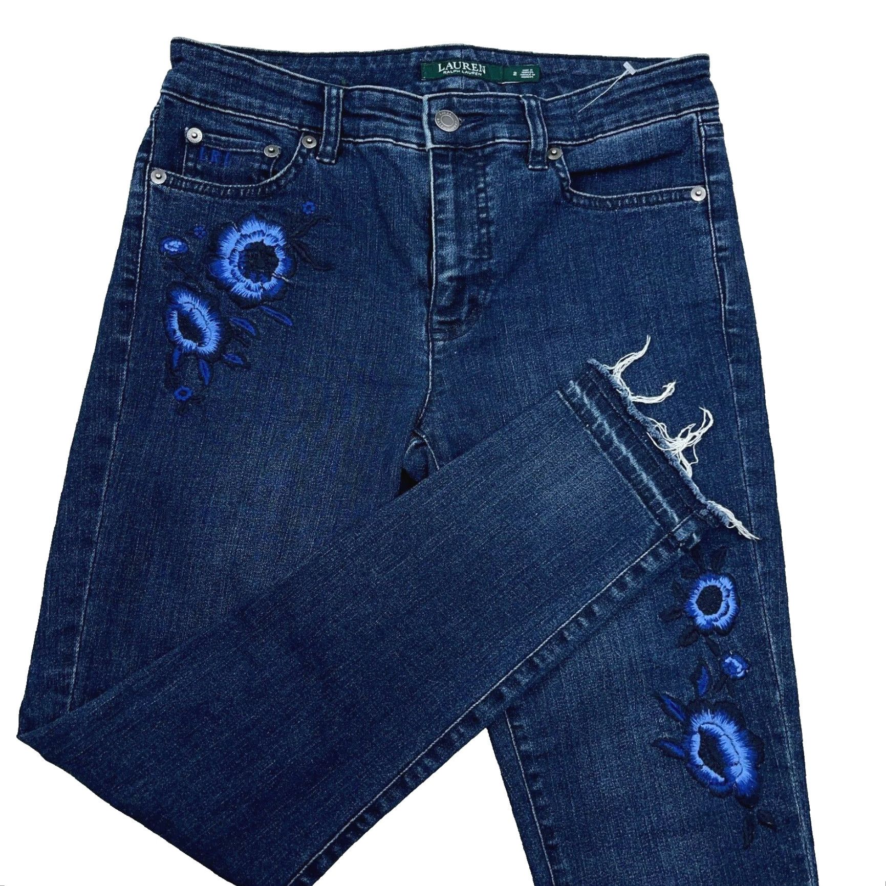 Ralph Lauren Lauren Ralph Lauren Jeans Women 2 Skinny Fir Dark Wash Embroidered Ladies LRL - Vintage? No (adjust within rules) Size 26" / US 2 / IT 38 - 2 Thumbnail