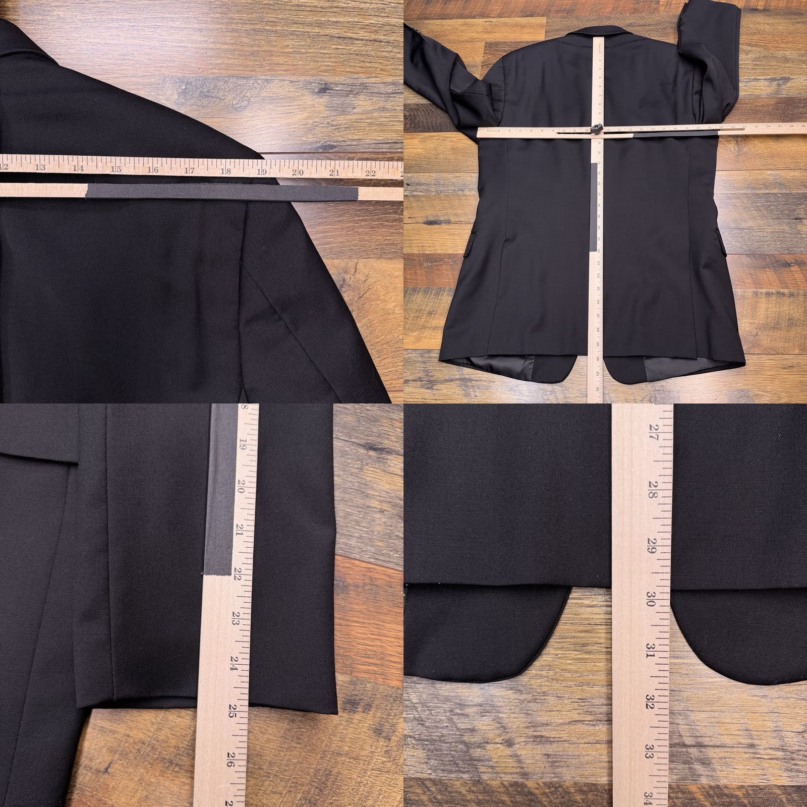 Tommy Hilfiger Tommy Hilfiger Suit Jacket 42R Black Blazer Wool Regular Mens Blazer 2-Button Notch Lapel, Double-Vented, Dry Clean Only, Solid, Vintage: No Size 42R - 9 Thumbnail