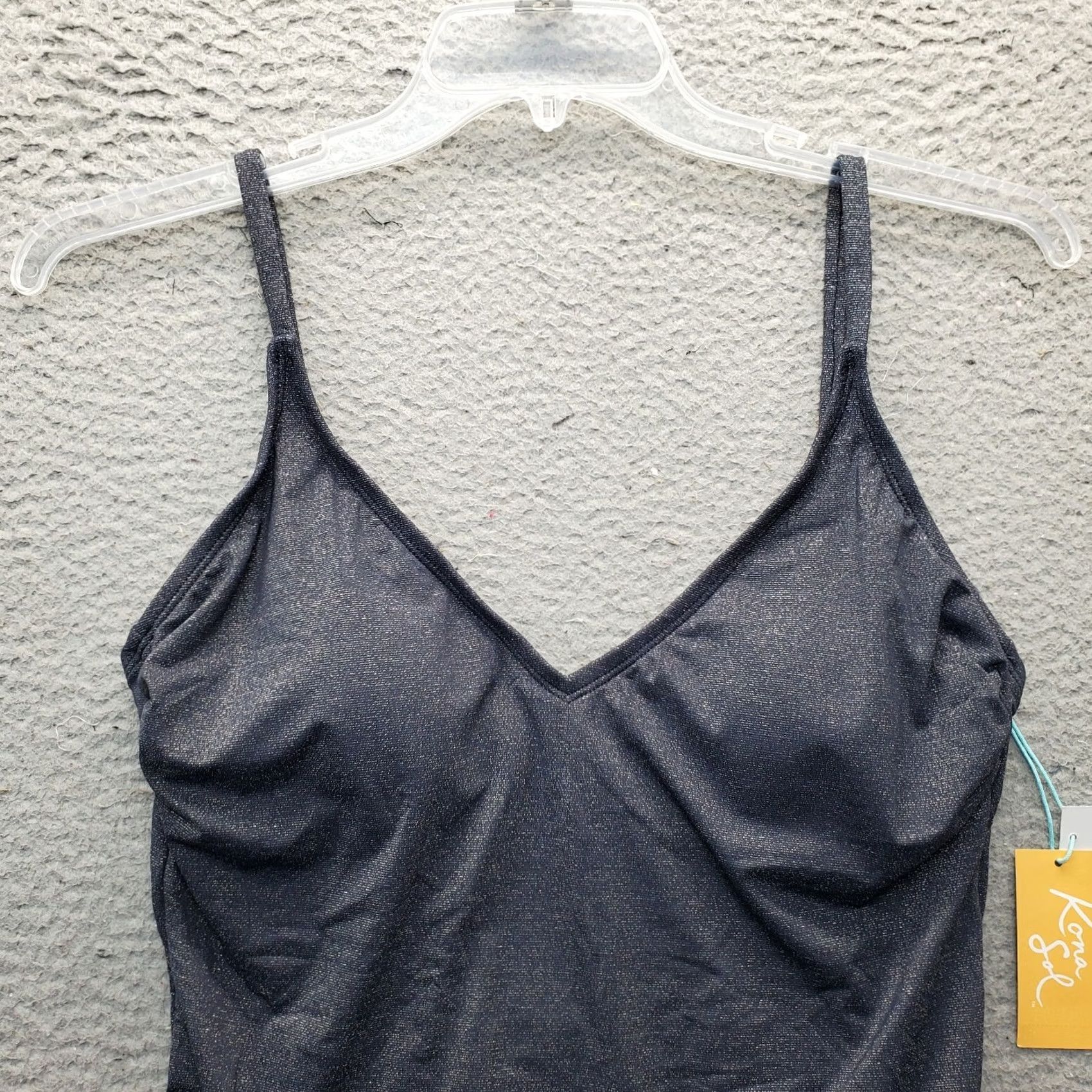 Vintage Kona Sol Swimsuit Women L Gray Adjustable Strap Cutout Back Sleeveless V-Neck Shirt NWT Size ONE SIZE - 3 Thumbnail