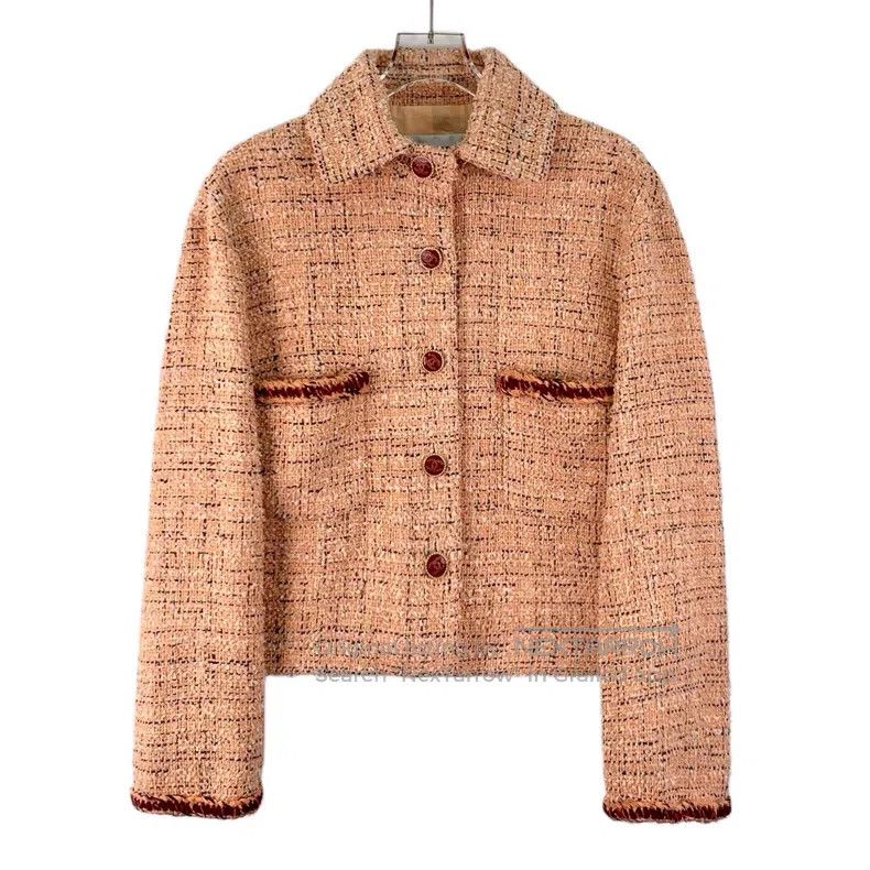 Chanel Chanel Orange cotton lapel single-breasted woven tweed jac Size XS / US 0-2 / IT 36-38 - 1 Thumbnail
