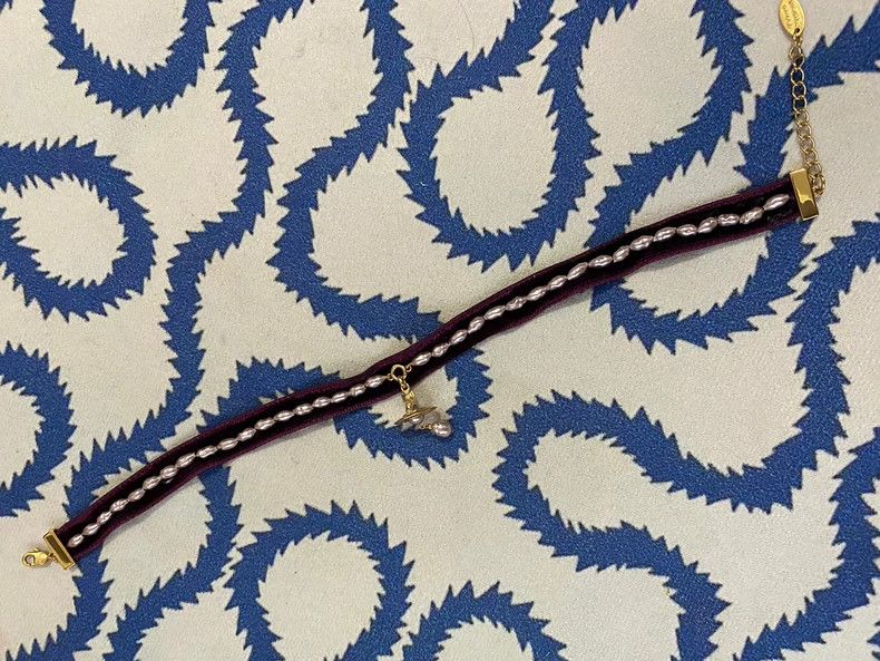 Vivienne Westwood Vivienne Westwood A wine-red purple pearl velvet choker ne Size ONE SIZE - 3 Thumbnail
