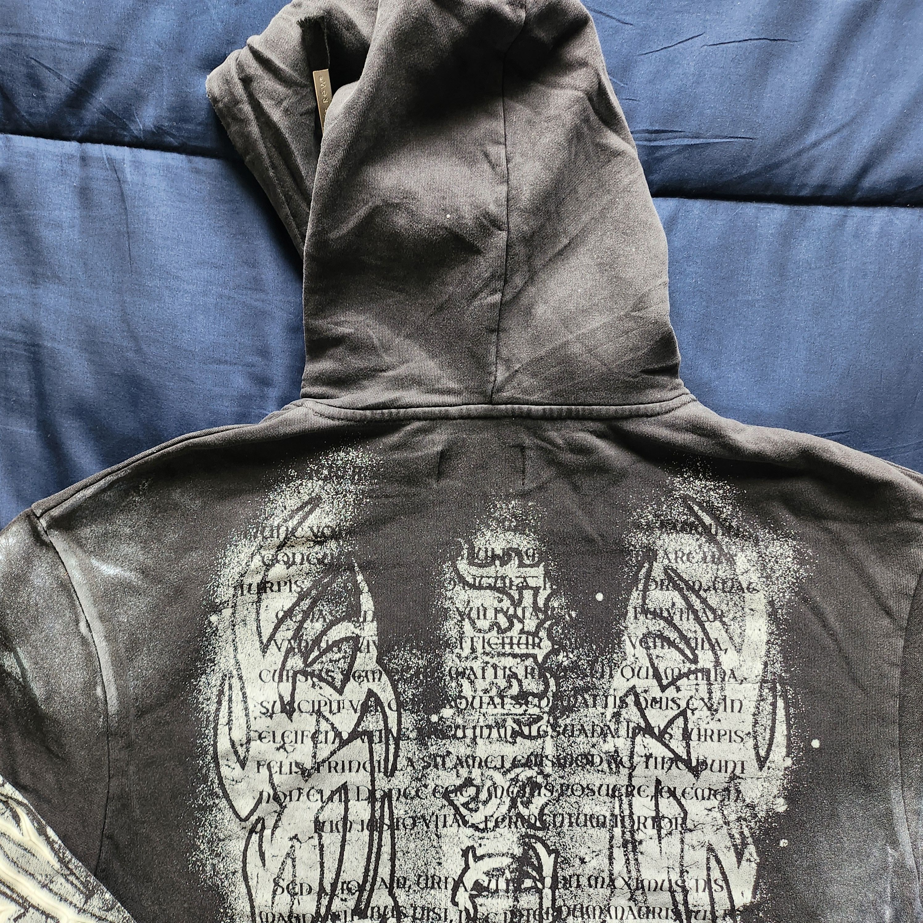Other First Row Metallic Script Spray-Wash Zip-Up Hoodie Dark Grey Size US L / EU 52-54 / 3 - 3 Thumbnail