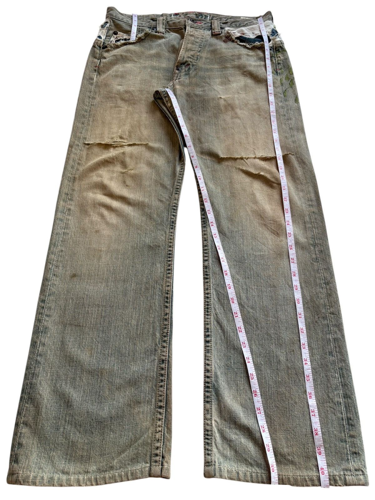 Mizra Jeans Kyoto Vintage Mizra Kyoto Mud Wash Embellished Loose Baggy Jeans Size US 32 / EU 48 - 12 Thumbnail