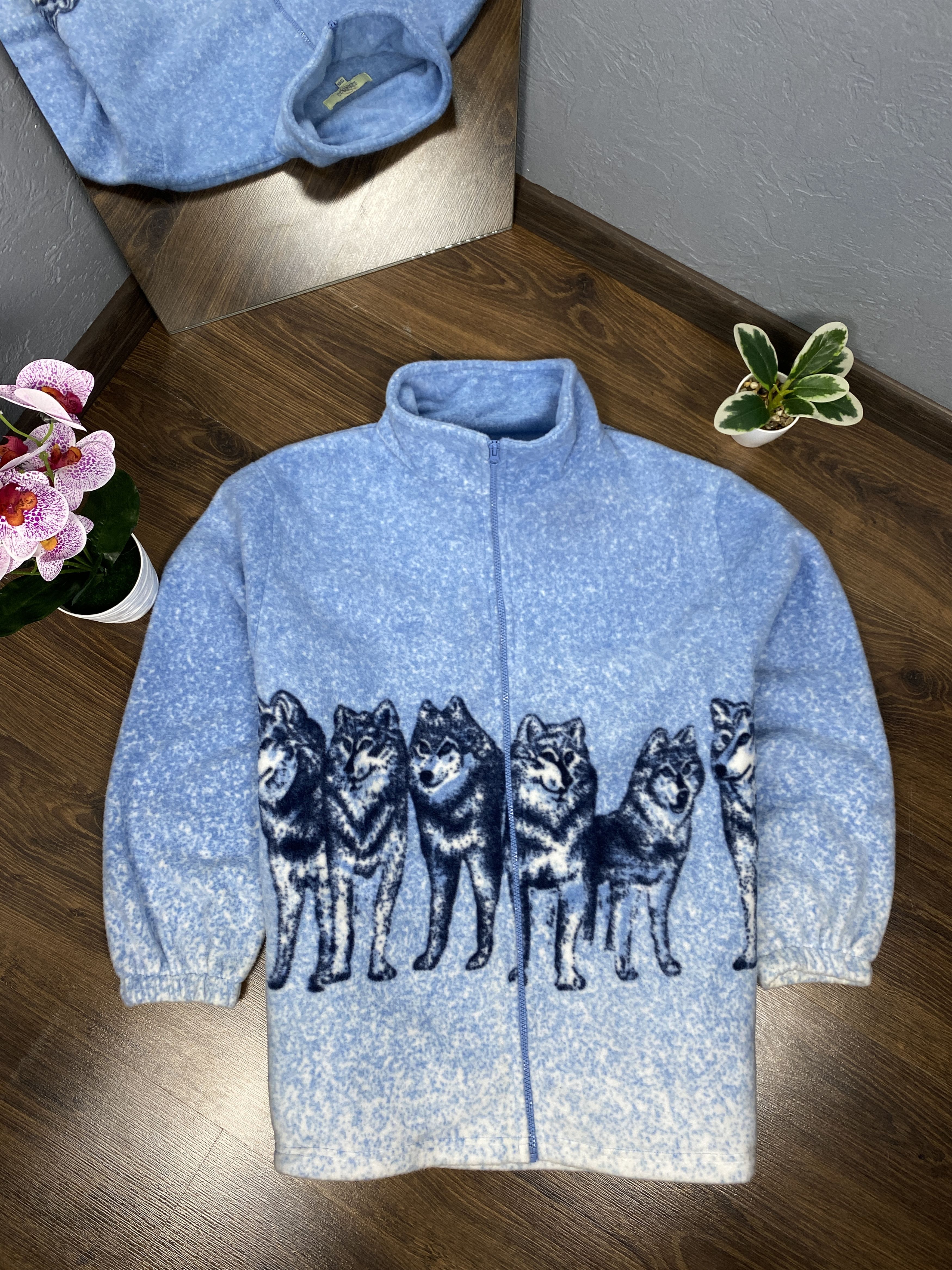 Vintage Wolf print vintage animal fleece jacket Size US XL / EU 56 / 4 - 1 Thumbnail