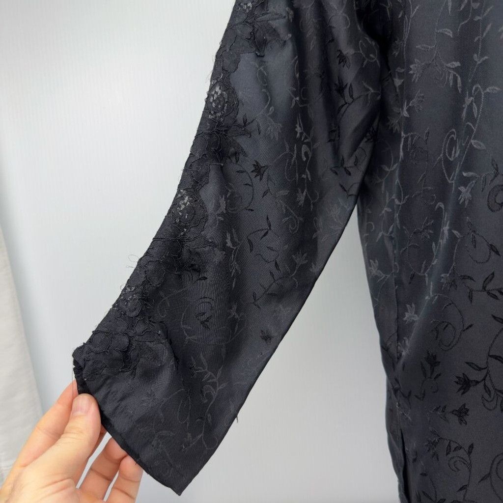 Other VOGUE Dessous VTG Jacquard Long Sleeve Black Pajama Set Sz M Size ONE SIZE - 9 Thumbnail