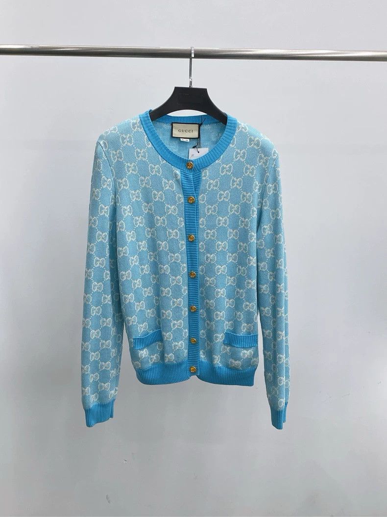 Gucci Blue Gucci Knitted Cardigan with Gold Buttons Size US XXL / EU 58 / 5 - 1 Thumbnail