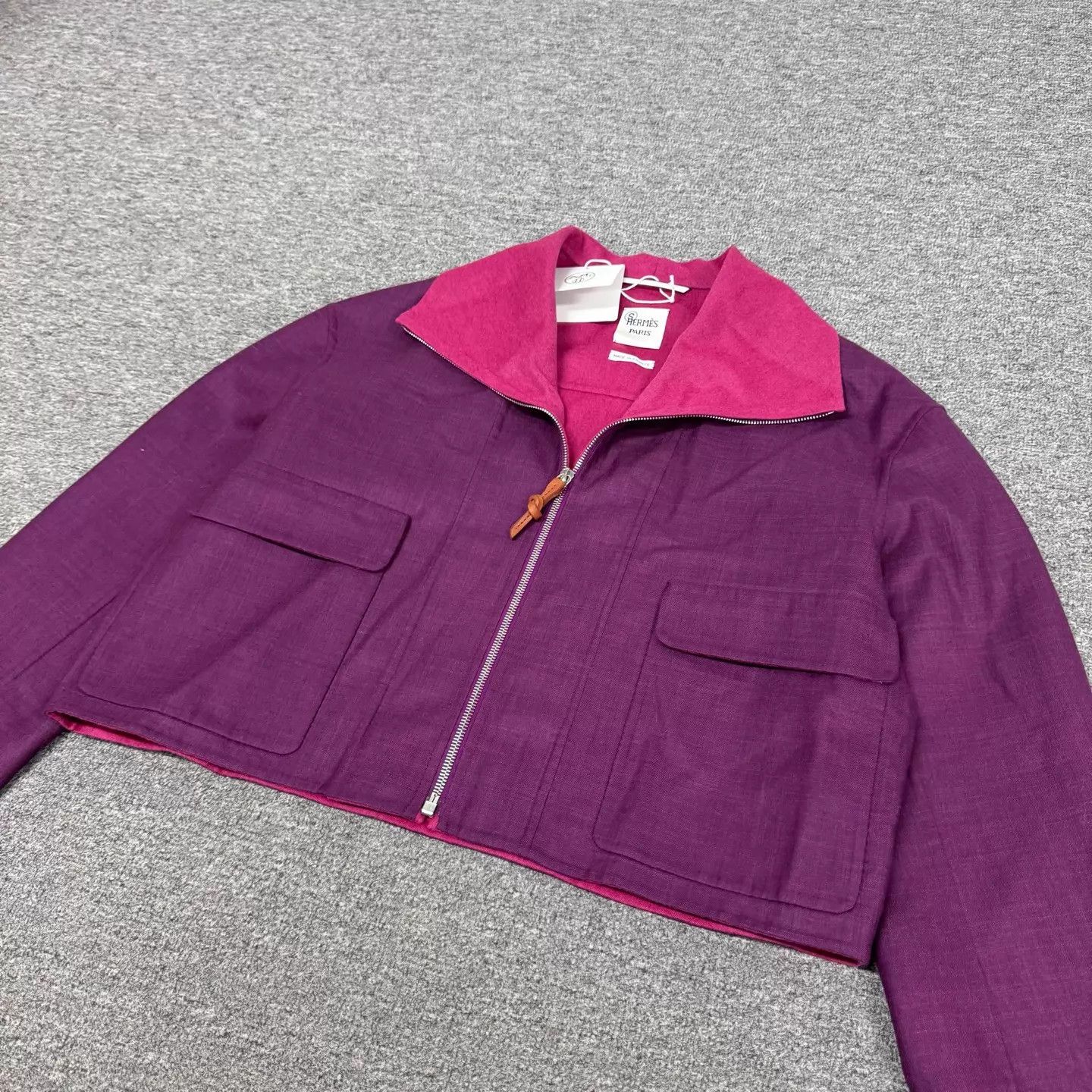 Hermes Hermes purple magenta collared short wool coat 36 99new Size XS / US 0-2 / IT 36-38 - 4 Thumbnail