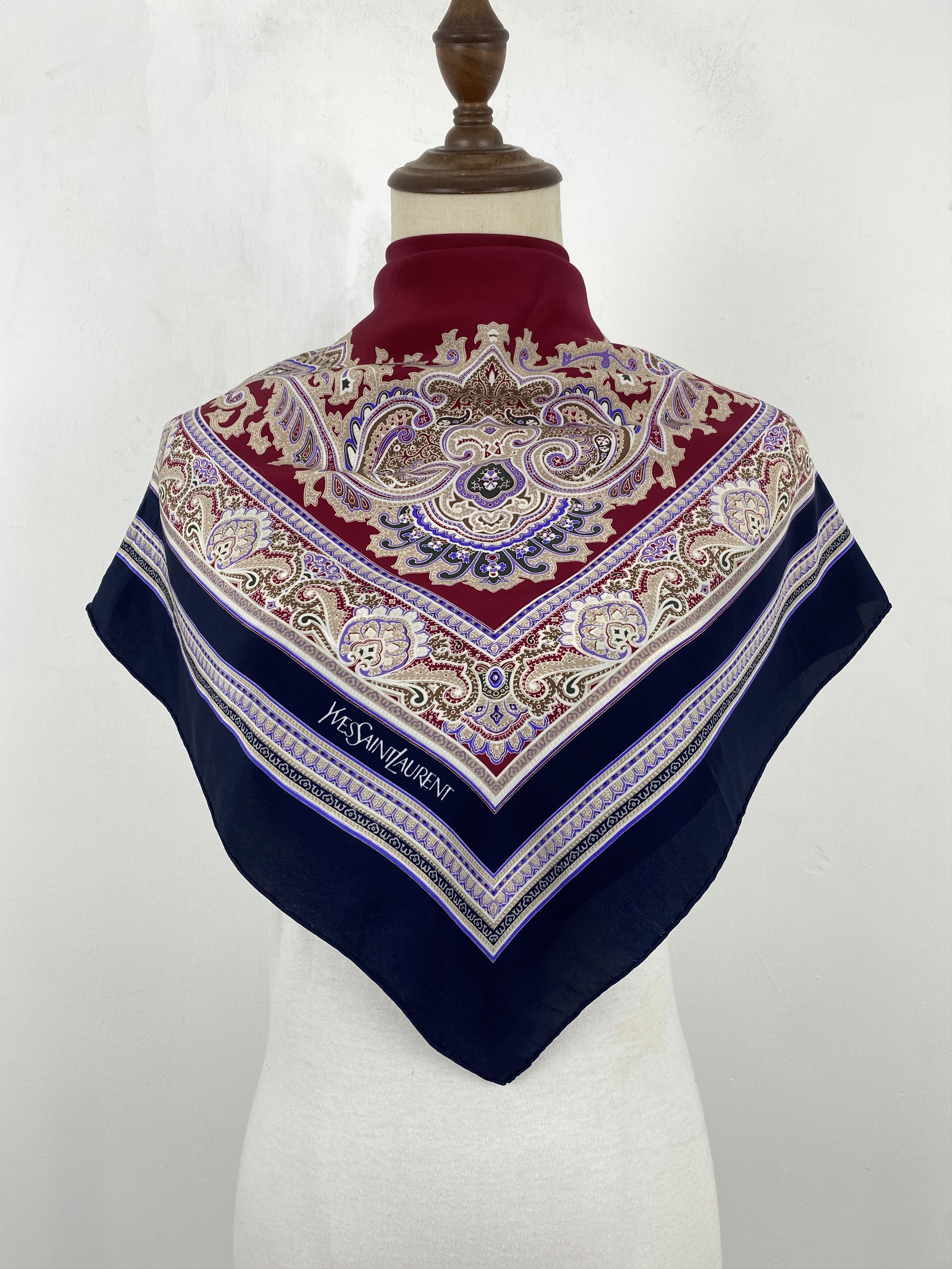 Vintage × Yves Saint Laurent Vintage Yves Saint Laurent Silk Scarf SN0009 Size ONE SIZE - 1 Thumbnail