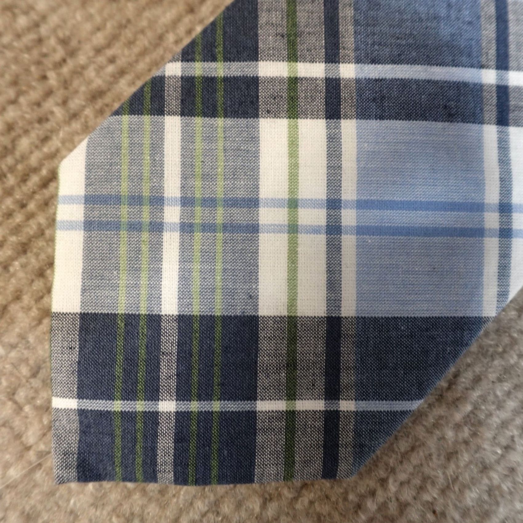 Brooks Brothers Brooks Brothers Tie Blue Plaid Cotton 100% Made in USA Tie Mens Size ONE SIZE - 2 Thumbnail
