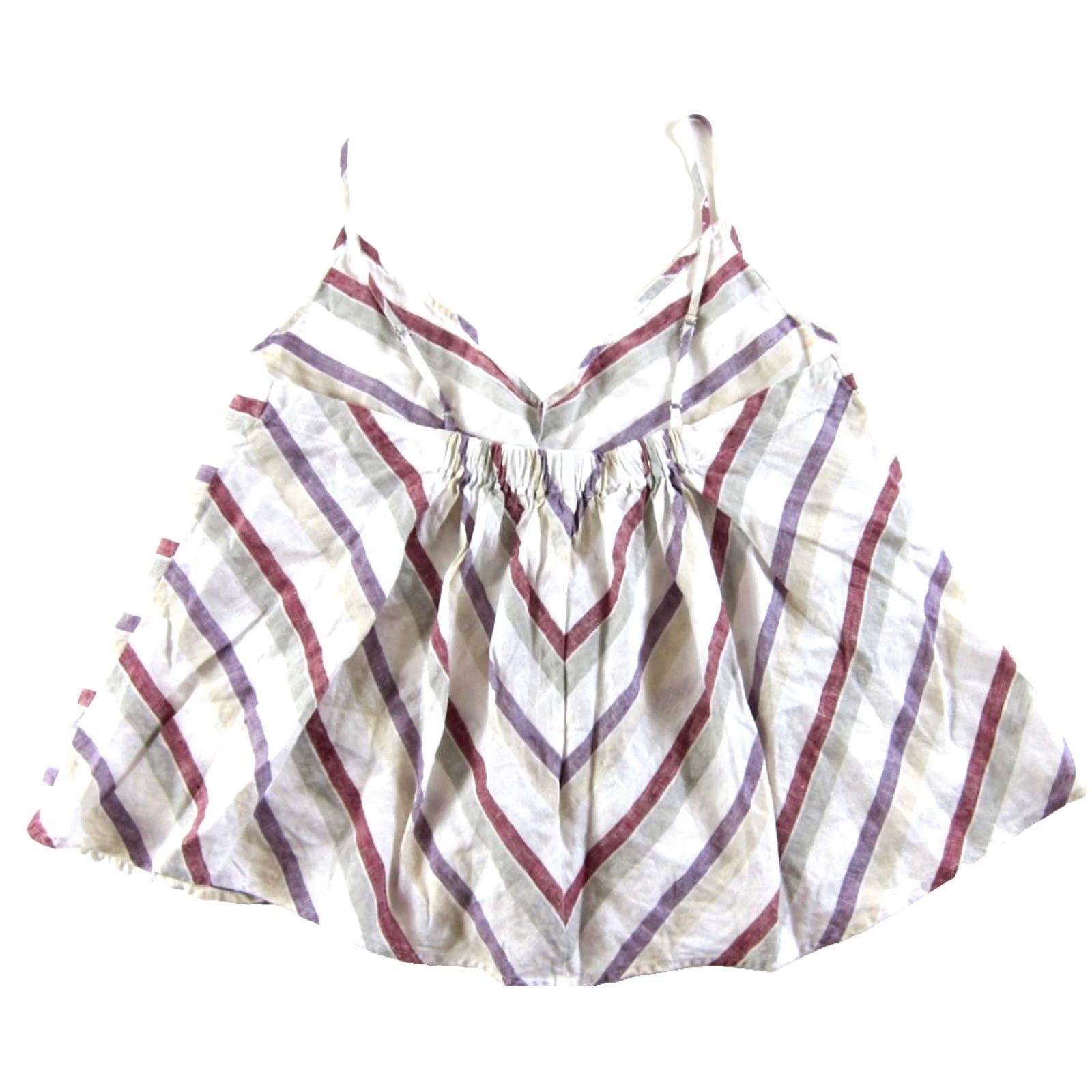 Madewell Madewell White Purple Red Ivory Stripe V-Neck Tank Top Blouse Small Size S / US 4 / IT 40 - 2 Thumbnail