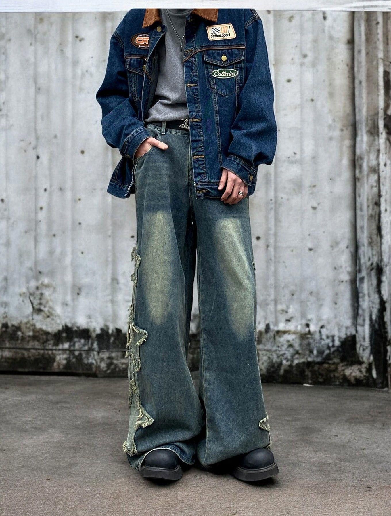 Jean STAR Embroidery Baggy Track Denim Jeans Size US 32 / EU 48 - 5 Thumbnail