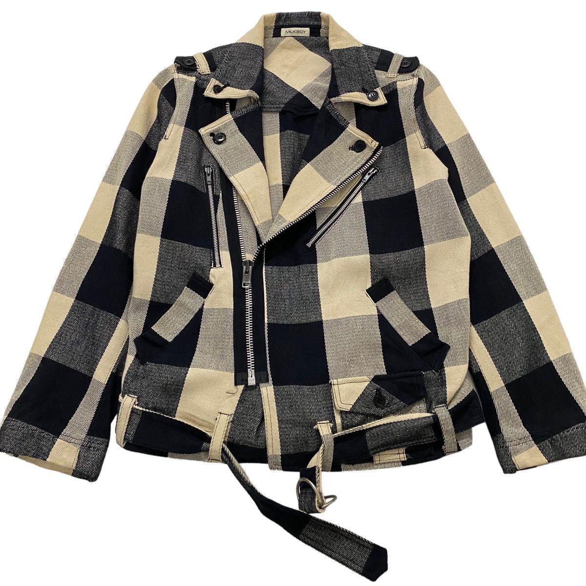 Japanese Brand ☀️Nice design Milkboy double collar tartan biker jacket Size US S / EU 44-46 / 1 - 3 Thumbnail