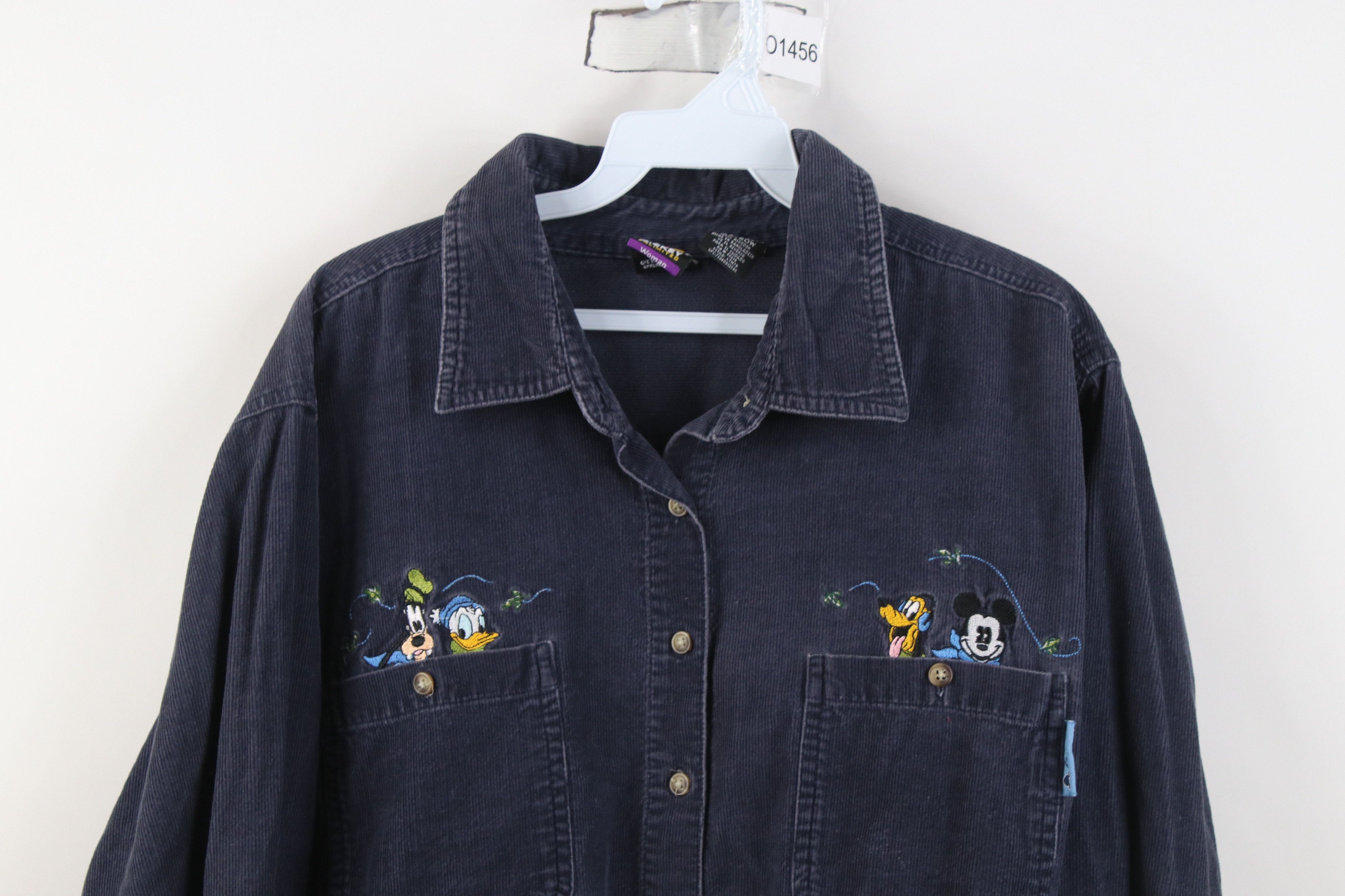 Disney Vintage 90s Disney Mickey & Friends Corduroy Button Shirt Size XXL / US 16-18 / IT 52-54 - 2 Thumbnail