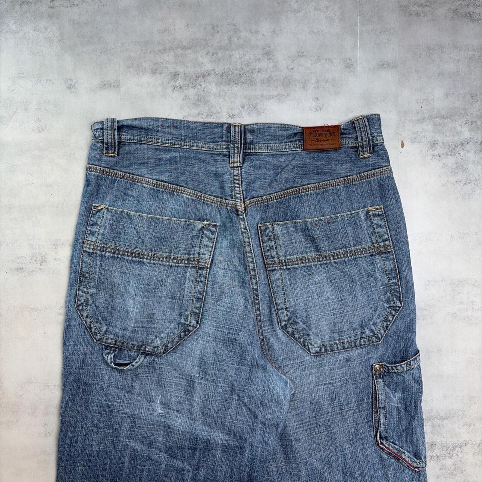 Tommy Hilfiger Y2K Tommy Hilfiger Grunge Baggy Carpenter Skater Denim Jeans Size US 33 - 3 Thumbnail