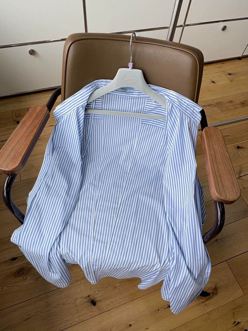 Prada Prada Cotton blue and white striped shirt Size XS / US 0-2 / IT 36-38 - 5 Thumbnail