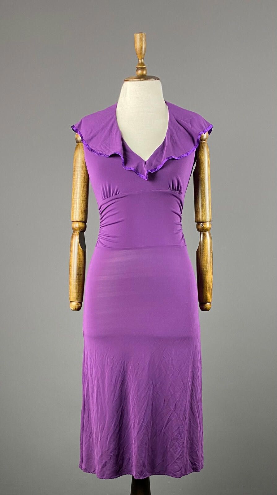 Ladies Max Mara Purple Silk Open Neck Party Dress Size 38