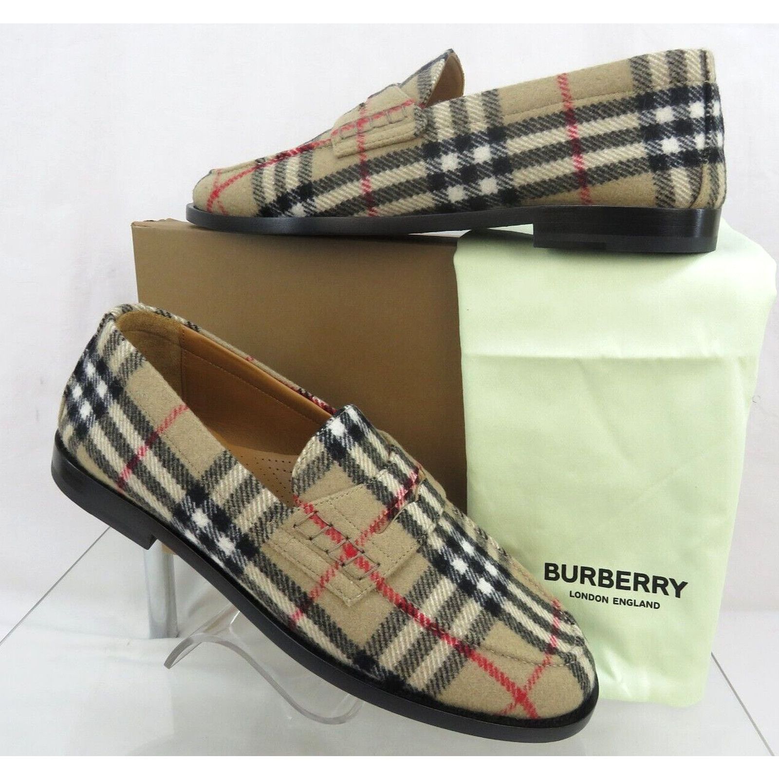 Burberry HACKNEY BEIGE CHECK WOOL PENNY LOAFERS 43 US 10 ITALY Size US 10 / EU 43 - 7 Thumbnail