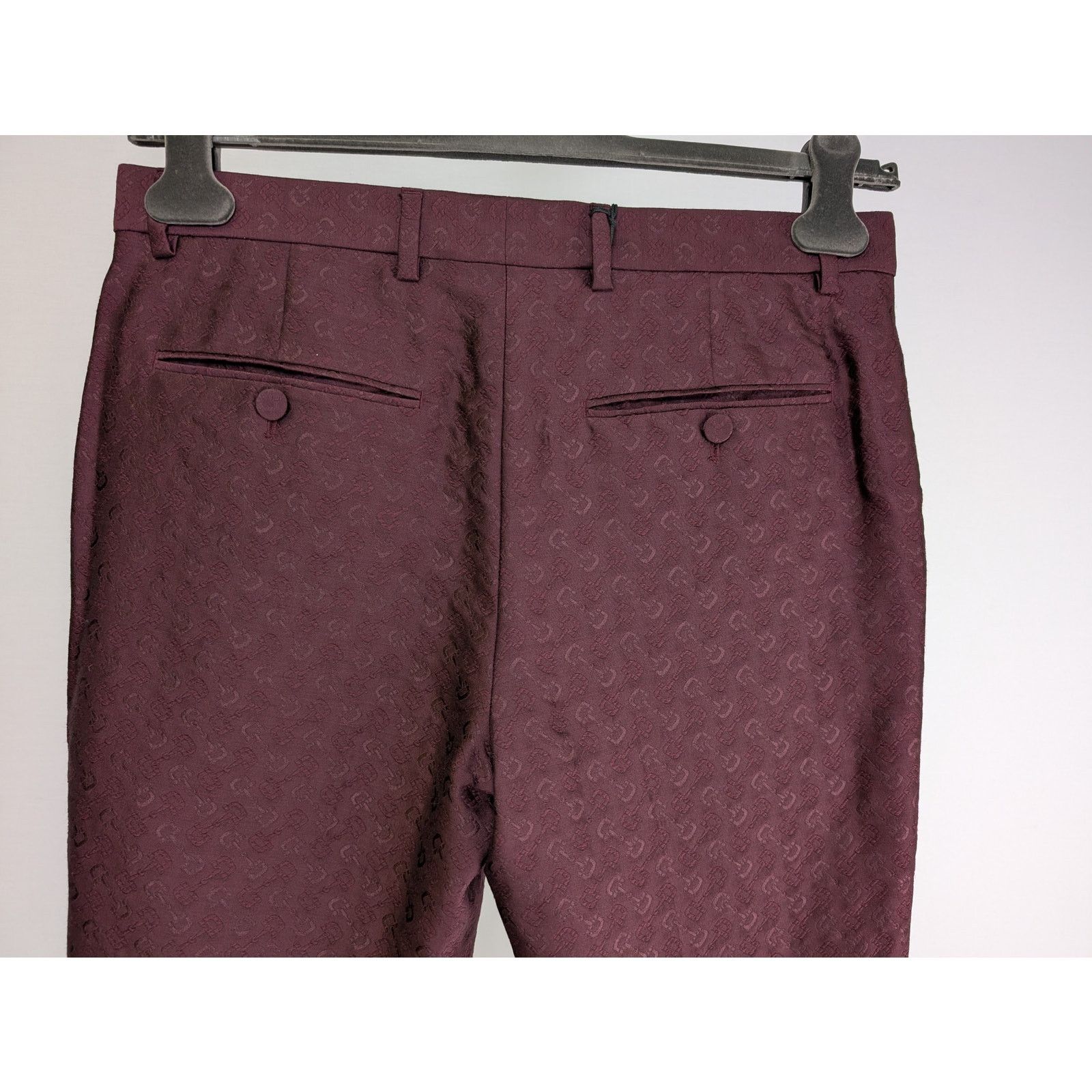 Gucci o1rshd1 Horsebit All Over Burgundy Slacks Pant in Purple Size US 30 / EU 46 - 7 Thumbnail
