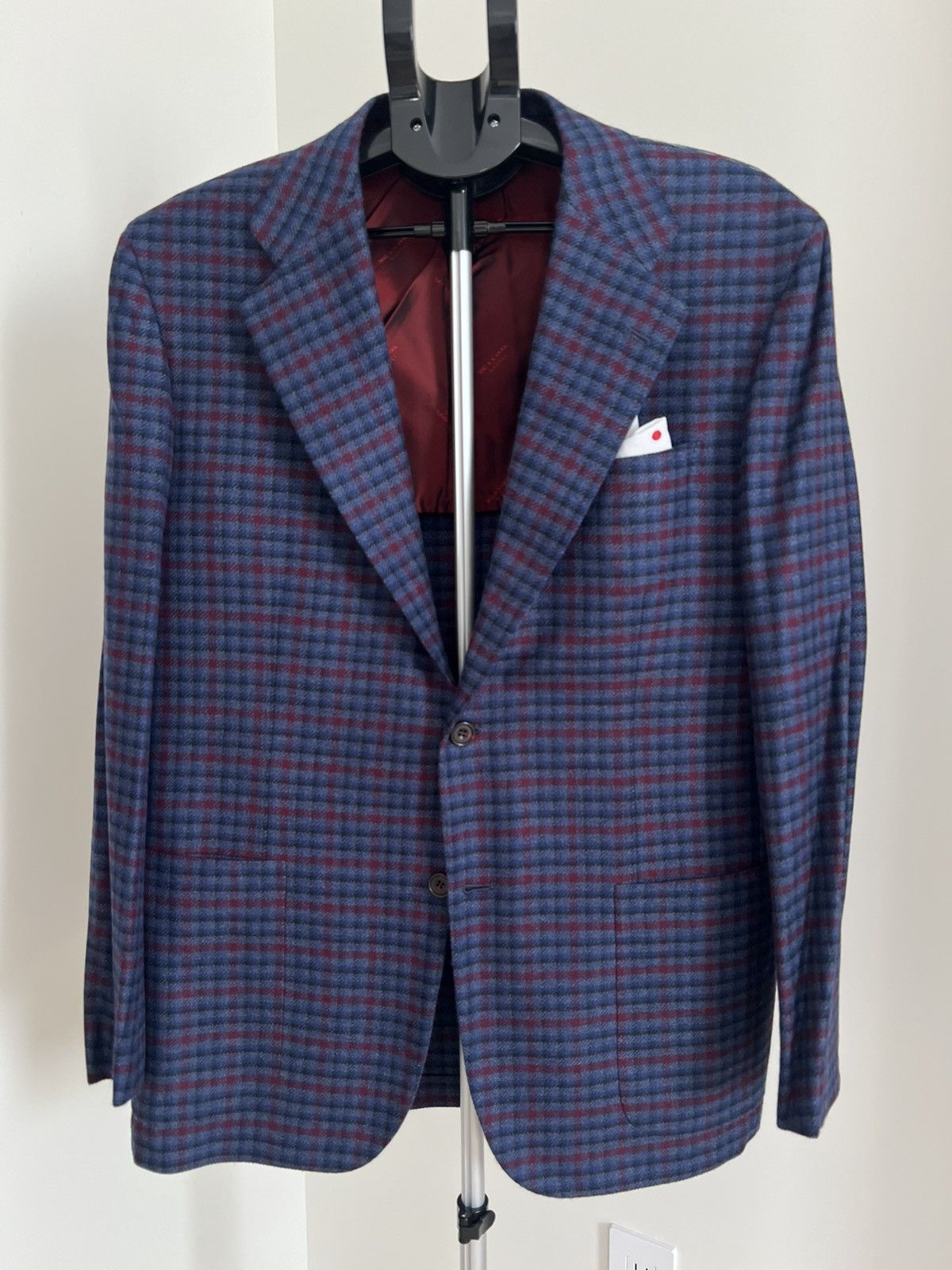 Barneys New York × Kiton Kiton Blue & Red Check Cashmere Blazer Size 44R US / 54R IT Size 44R - 1 Thumbnail