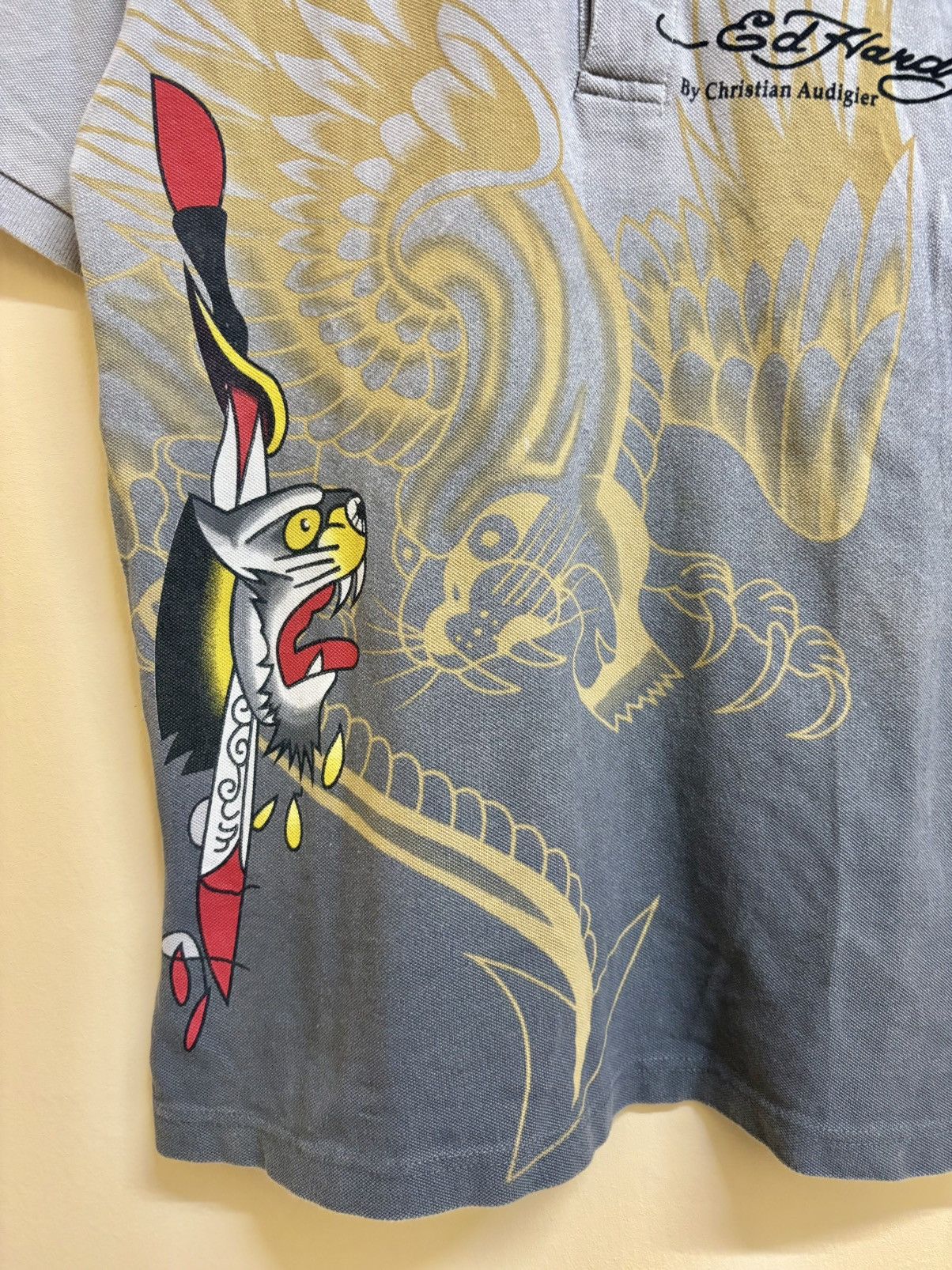 Ed Hardy Vintage Y2k Ed Hardy By Christian Audigier Skull Tiger Polo Size US M / EU 48-50 / 2 - 7 Thumbnail
