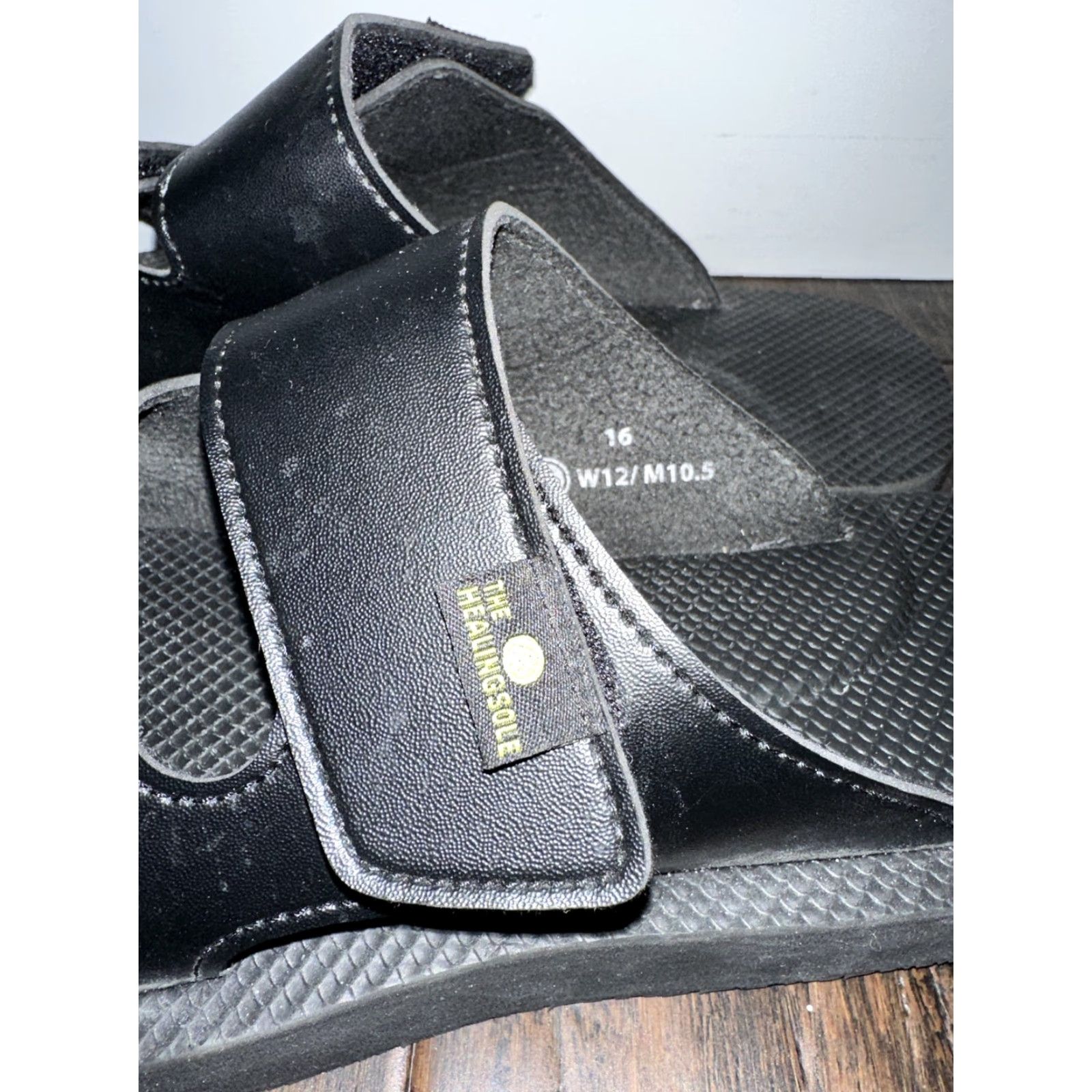 Vintage VINTAGE The Healingsole Unisex Black Sandals Mens Womens 10.5 12 10.5 Leather Slide Shoes Black The Healingsole Mens Womens Sandal Slide Leather Size US 11 / IT 41 - 3 Thumbnail