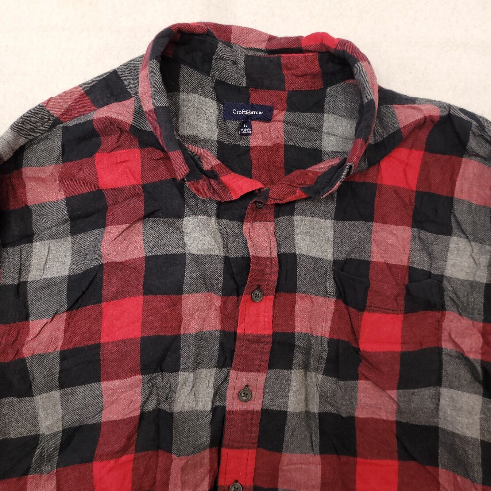 Croft & Barrow Croft & Barrow Gingham Flannel Shirt Mens Size L Red Black Size US L / EU 52-54 / 3 - 1 Thumbnail