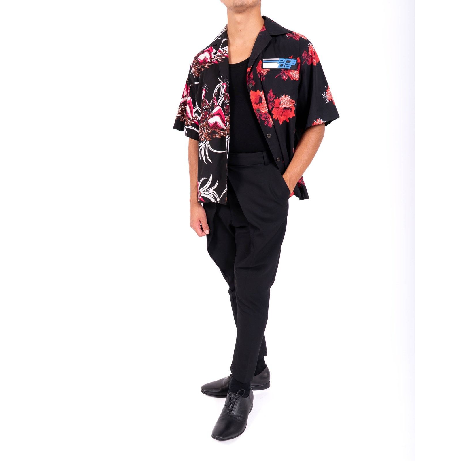 Prada FW18 Double Match Shirt with Rubber Logo in Cotton Size US L / EU 52-54 / 3 - 7 Thumbnail