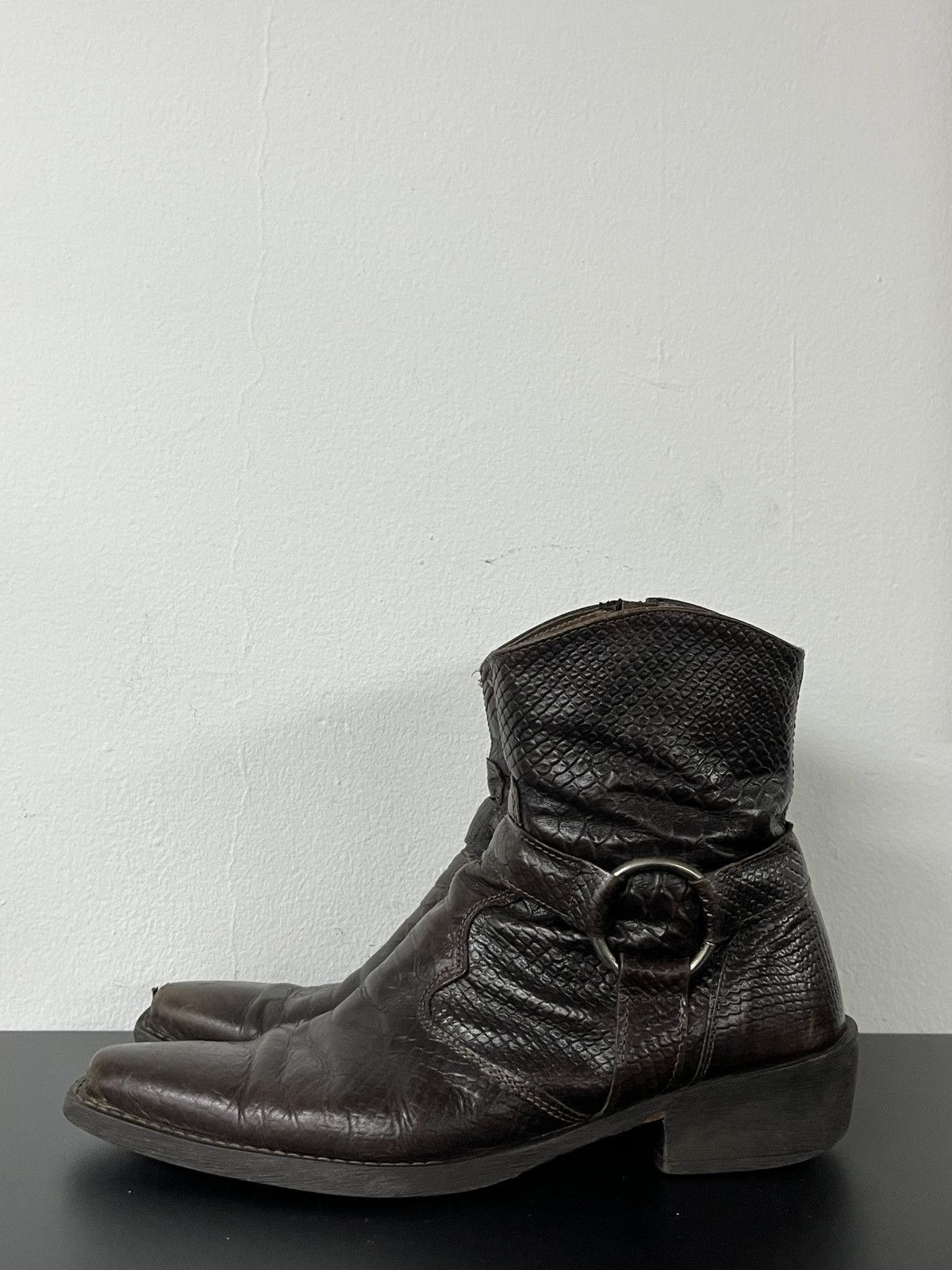 Hedi Slimane Leather Python Harness Boots Saint Laurent Wyatt Inspired Size US 9 / EU 42 - 1 Thumbnail