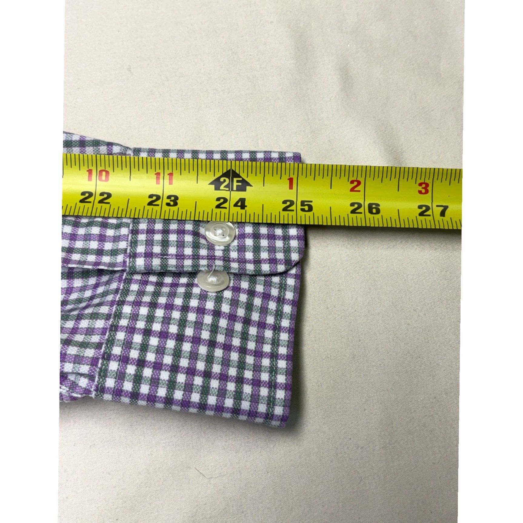johnnie-O johnnie-O Performance Button-Down Shirt Gingham Check Long Sleeve Purple Green Mens Medium Size US M / EU 48-50 / 2 - 8 Thumbnail