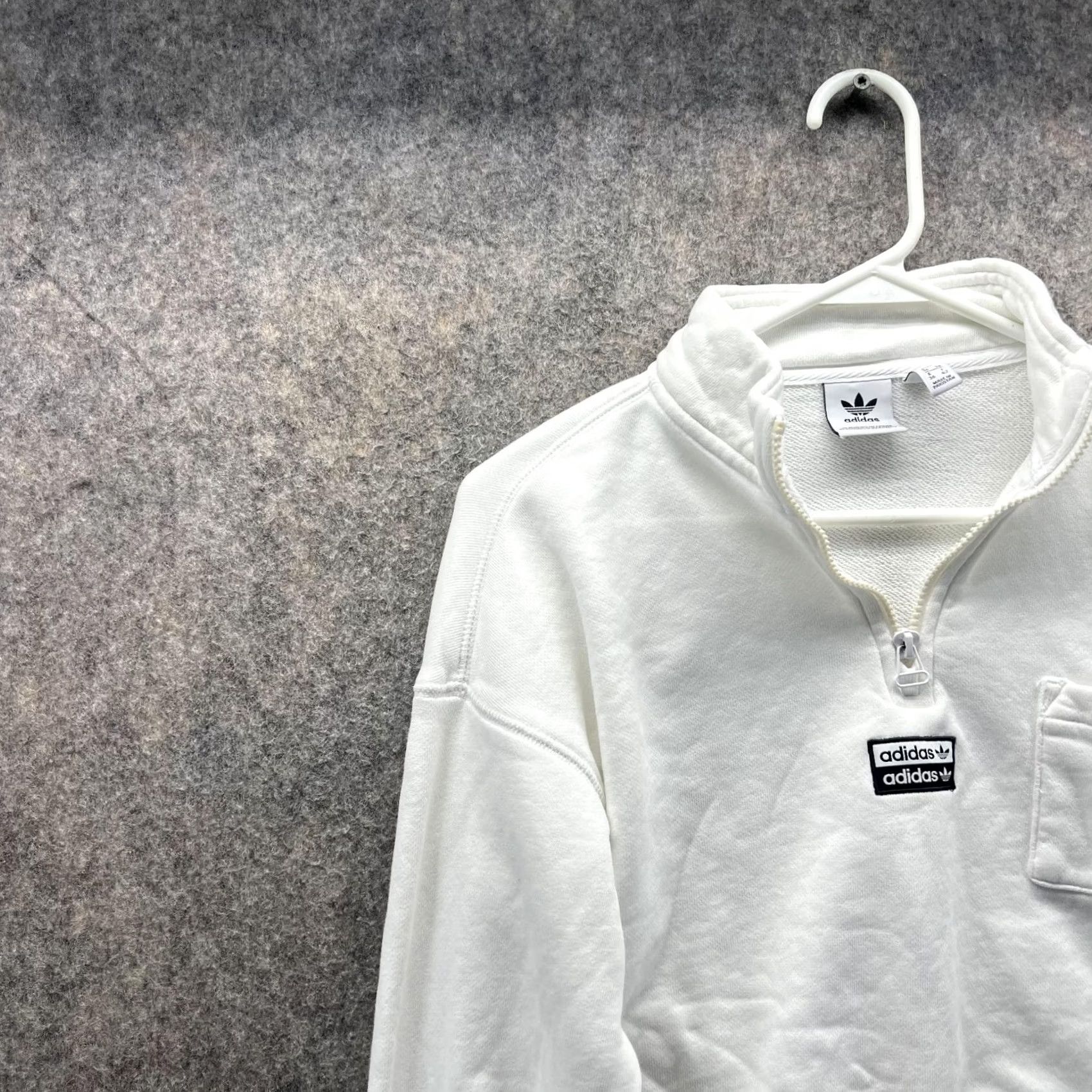 Adidas Adidas Sweater Women Small Trefoil White Cropped Half Zip Pullover Knit Sweatshirt Fleece Size S / US 4 / IT 40 - 3 Thumbnail