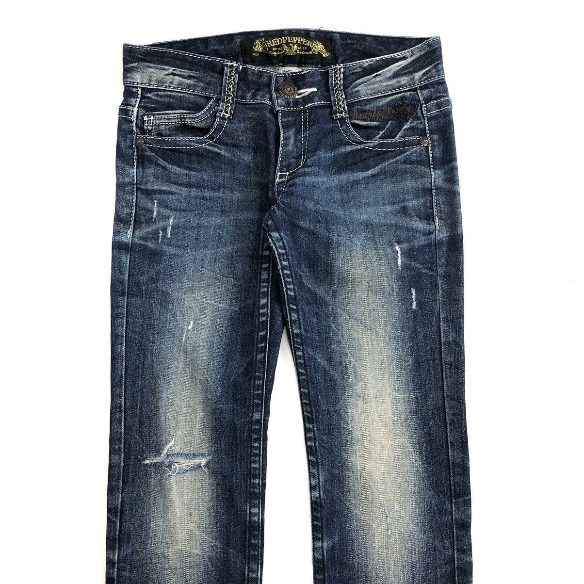 14th Addiction × If Six Was Nine × Japanese Brand Y2K Vintage Red Pepper Cross Punk Distressed Skinny Jeans Size 28" / US 6 / IT 42 - 18 Thumbnail