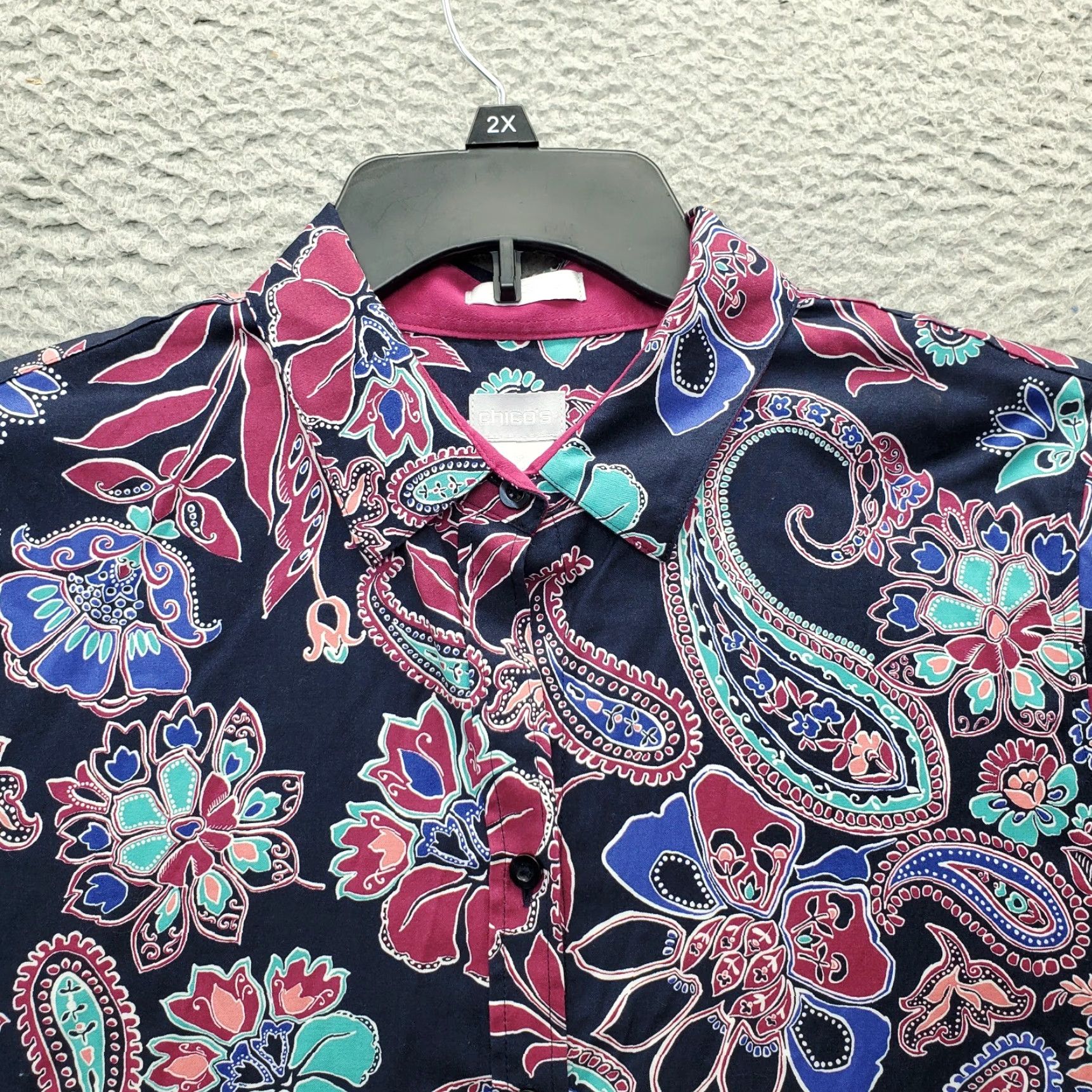 Vintage Chico's Shirt Top Womens L Multi Paisley Cotton Long Sleeve Collared Button-Up Shirt Size L / US 10 / IT 46 - 5 Thumbnail