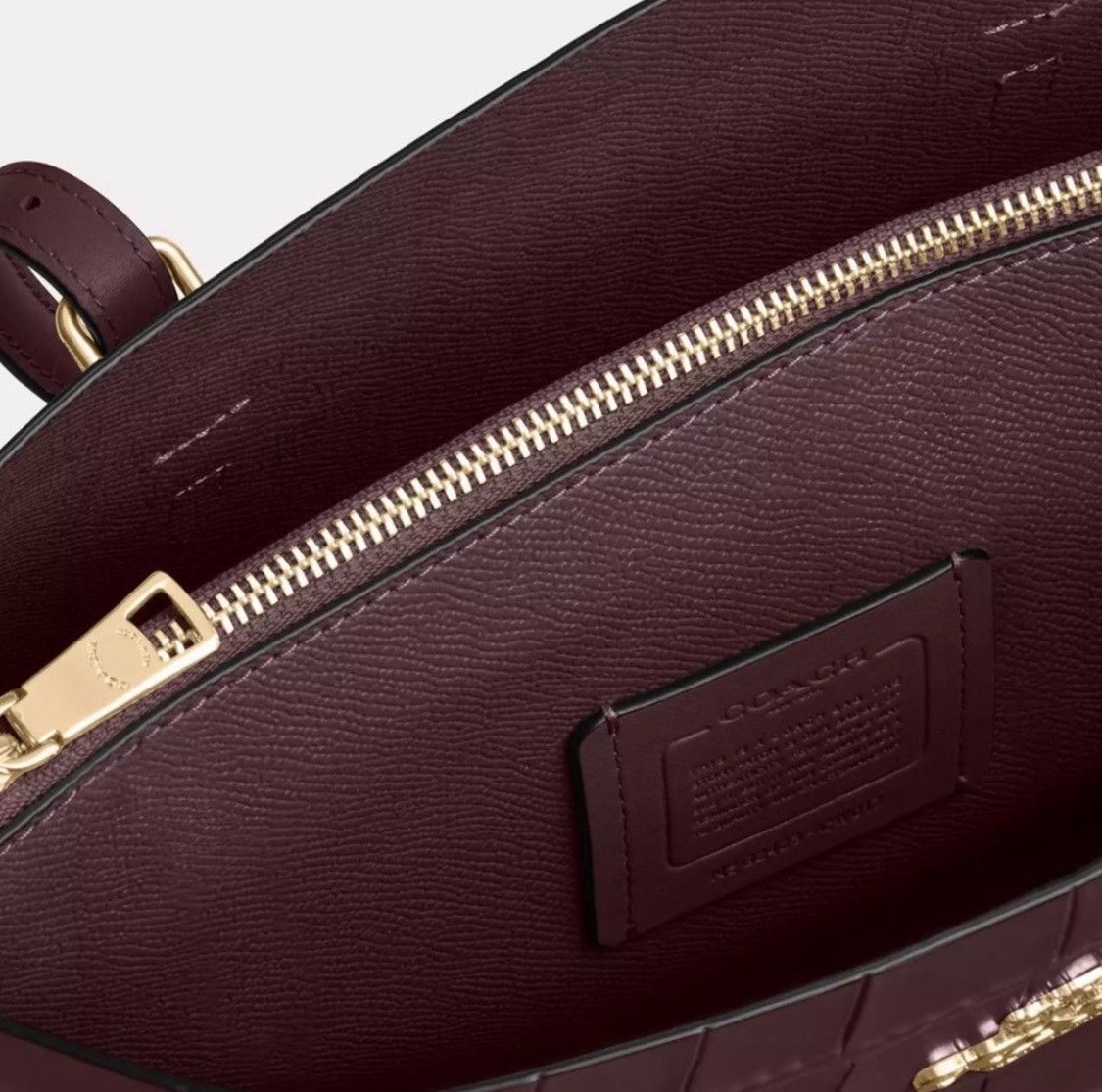 Coach NWT Coach Mollie 25 Croc-Embossed Leather Tote Bag Size ONE SIZE - 6 Thumbnail