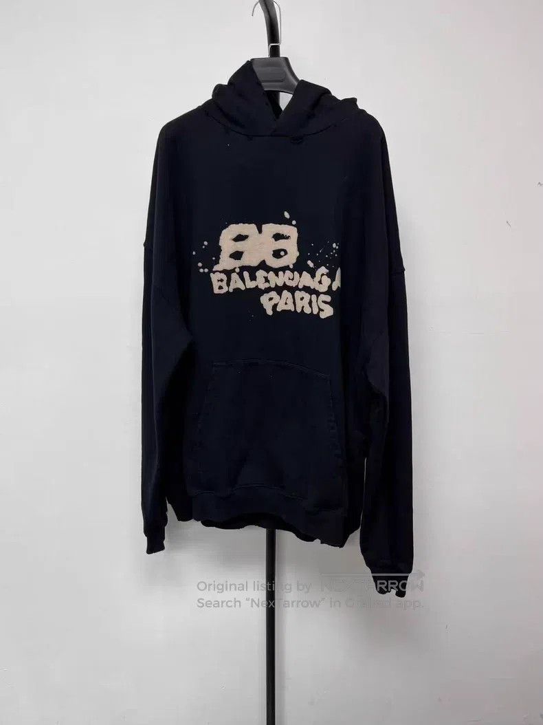 Balenciaga Balenciaga Letter Logo Printed Hooded Long Sleeve Sweatshi Size S / US 4 / IT 40 - 1 Thumbnail
