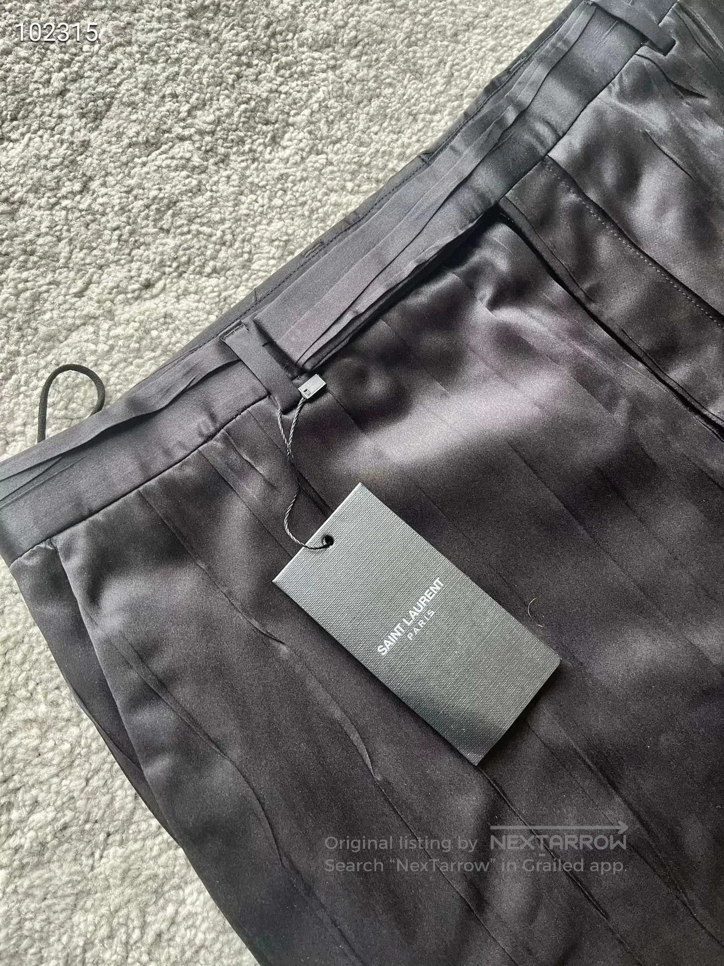 Saint Laurent Paris Saint Laurent Black Striped Silk Trousers. Size US 30 / EU 46 - 5 Thumbnail