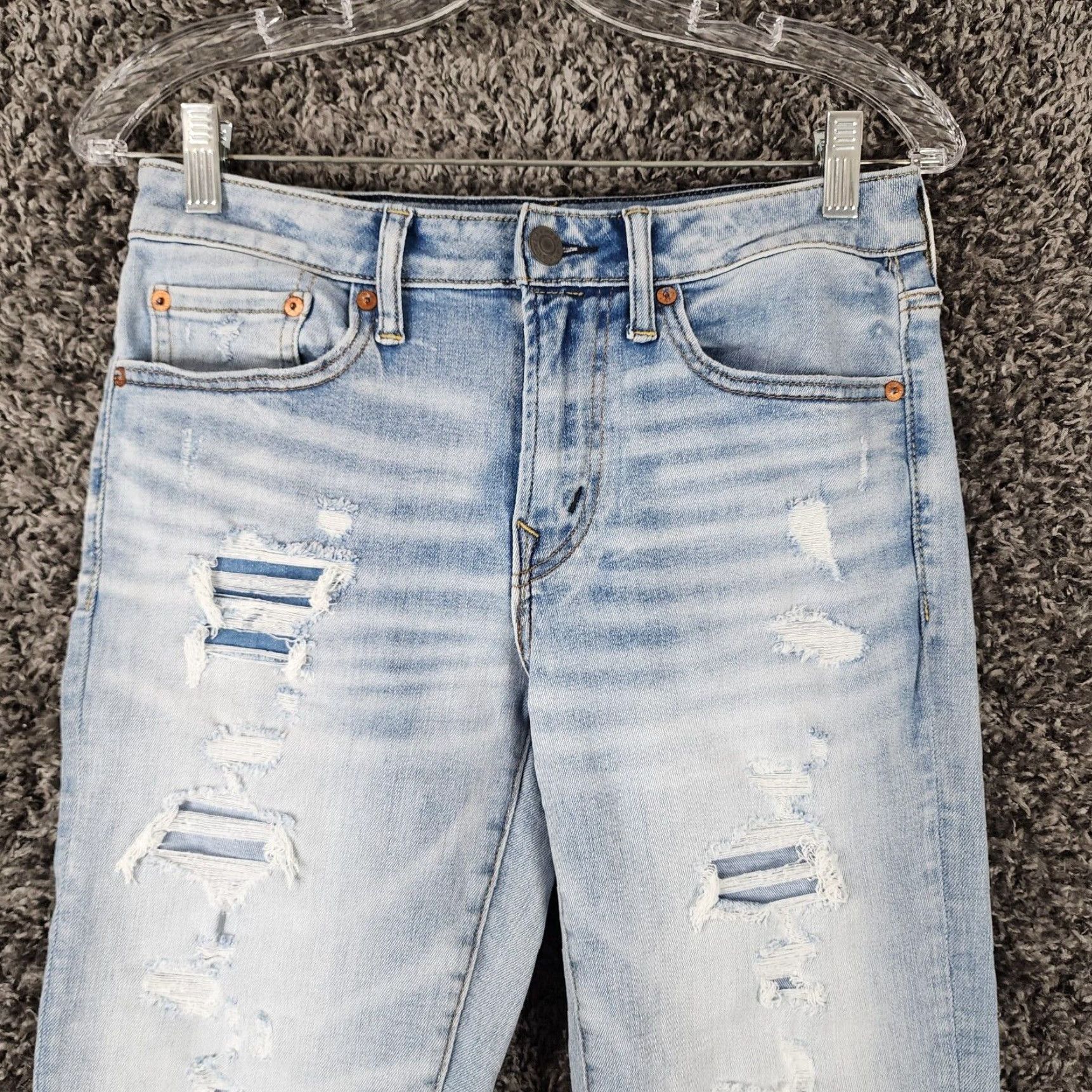 American Eagle Outfitters American Eagle Airflex Jeans Slim Straight Distressed 28x28 Blue Mens Size US 28 / EU 44 - 2 Thumbnail
