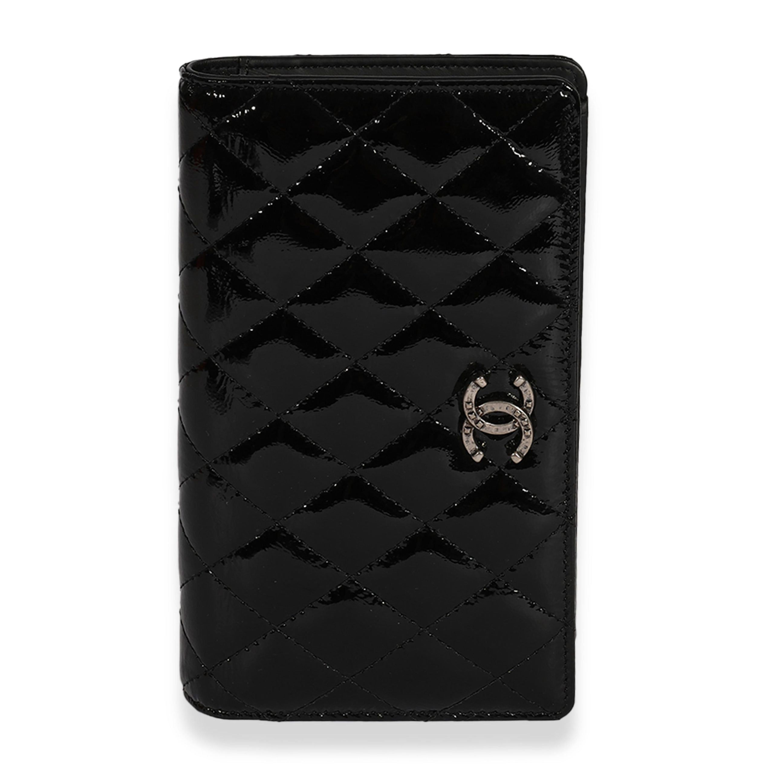 Chanel Chanel Black Quilted Patent Leather Yen Wallet Size ONE SIZE - 1 Thumbnail