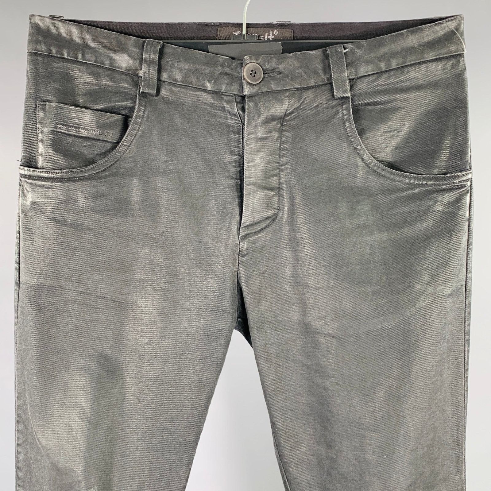 Transit TRANSIT Size XS Grey Charcoal Coated Cotton Blend Jeans Size US 32 / EU 48 - 2 Thumbnail