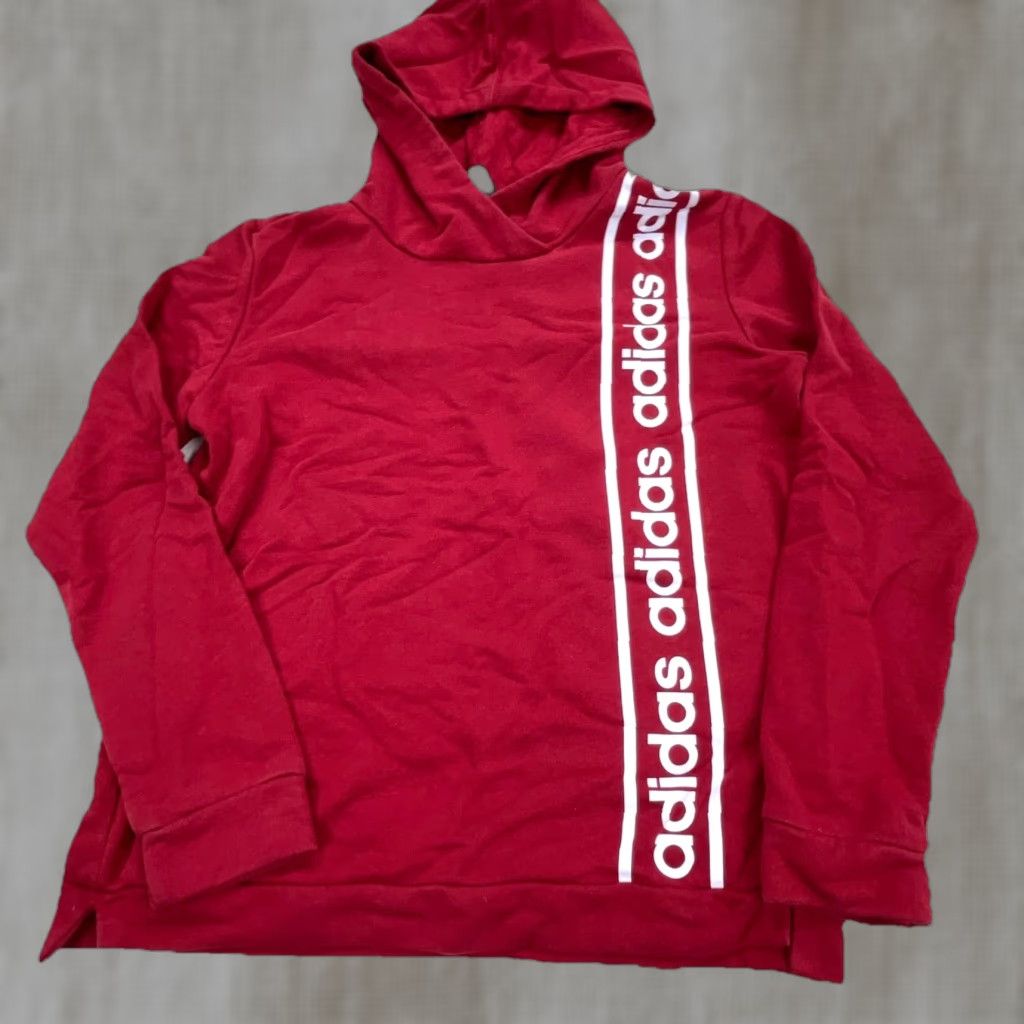 Adidas Adidas Hoodie Women Medium Red White Sweatshirt Sweater Logo Pullover Casual Activewear Size M / US 6-8 / IT 42-44 - 1 Thumbnail