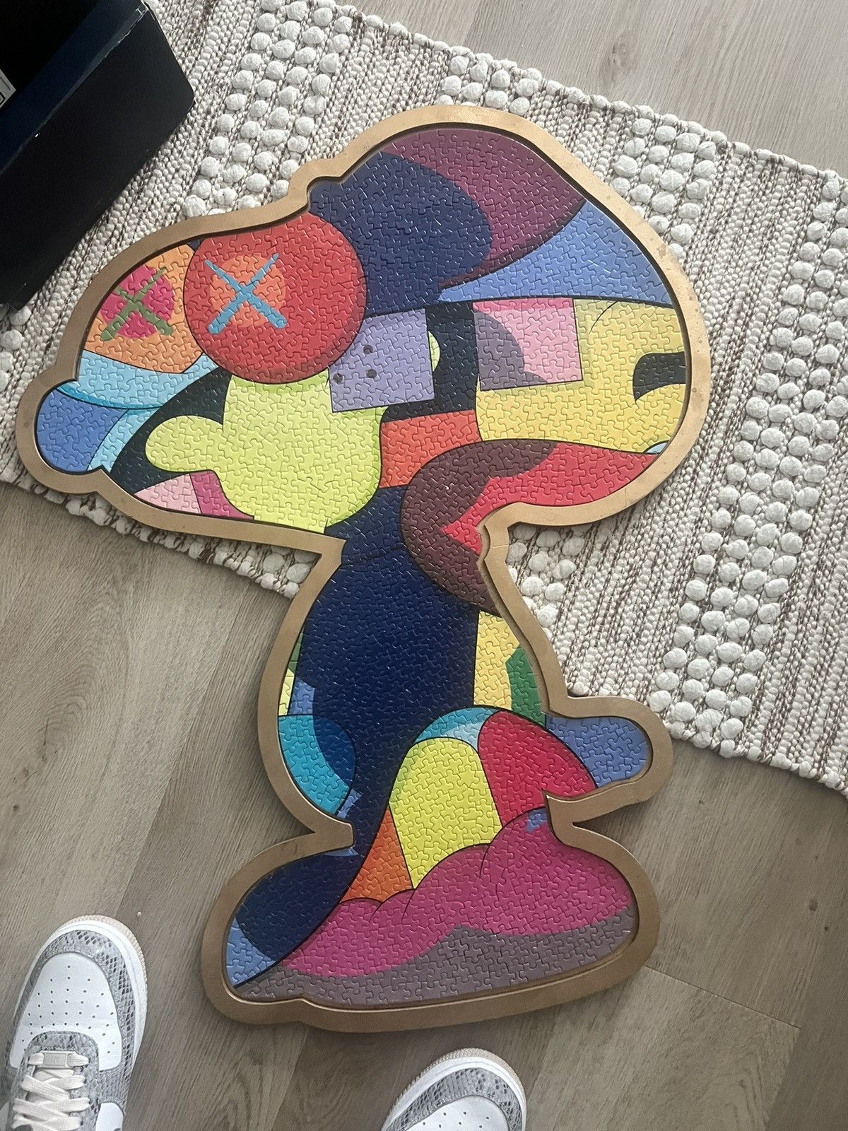 image of Kaws Completed Puzzle Framed Supreme in Gold, Men's