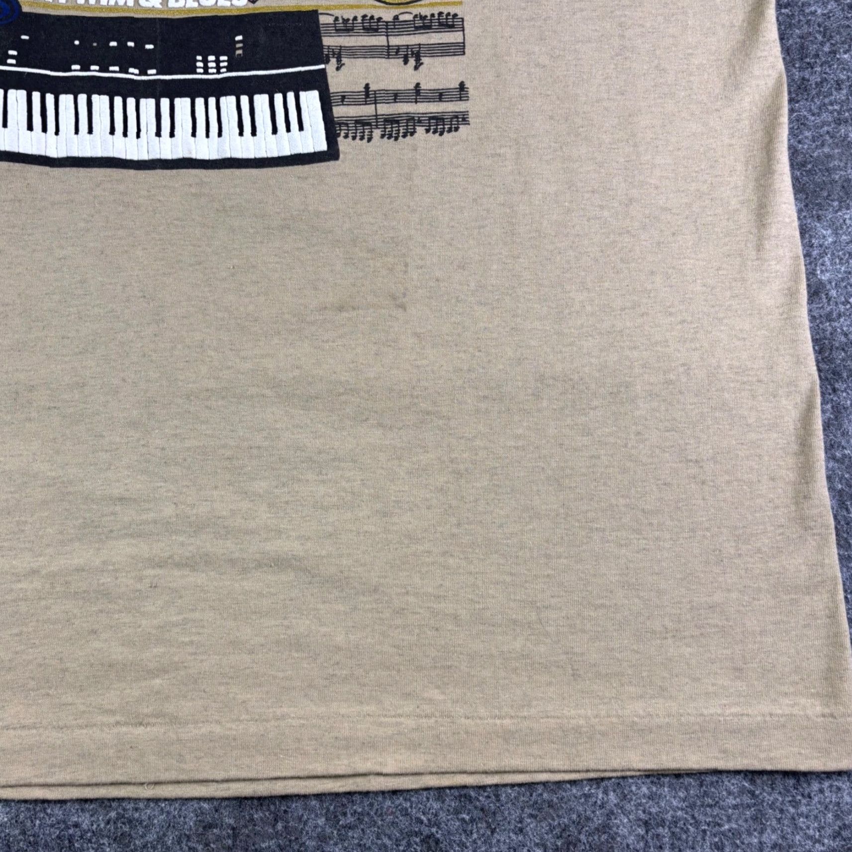 Rhythm VINTAGE Absolute Quality Mens T-Shirt Music Jazz Rock Rhythm Blues Graphic Print Crew Neck Short Sleeve Beige XL Unisex Adults Cambr/?? Size US XL / EU 56 / 4 - 6 Thumbnail