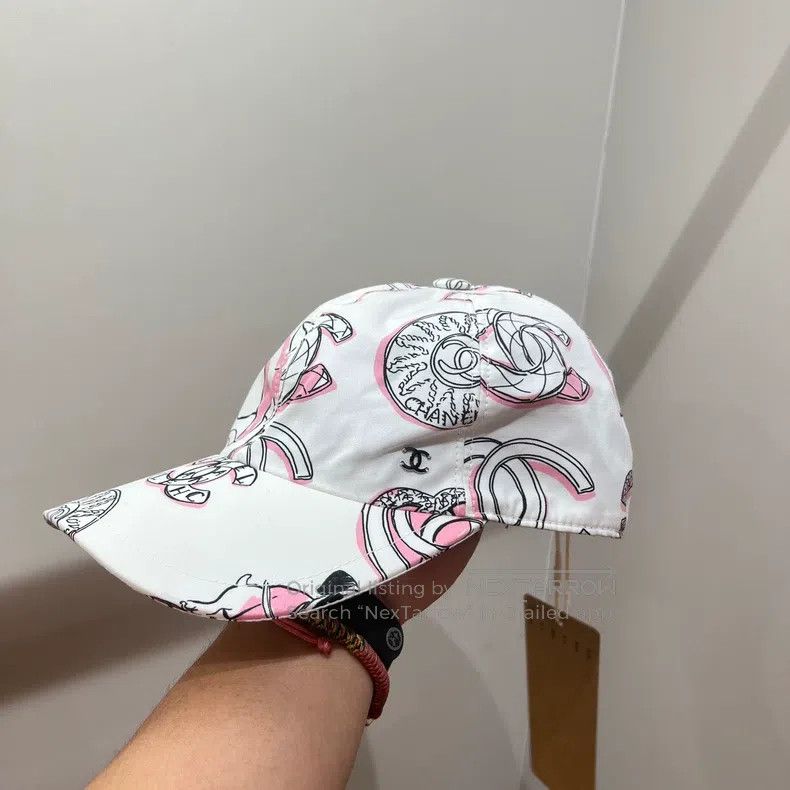 Chanel Chanel Pink and white Logo puppy baseball cap Size ONE SIZE - 3 Thumbnail