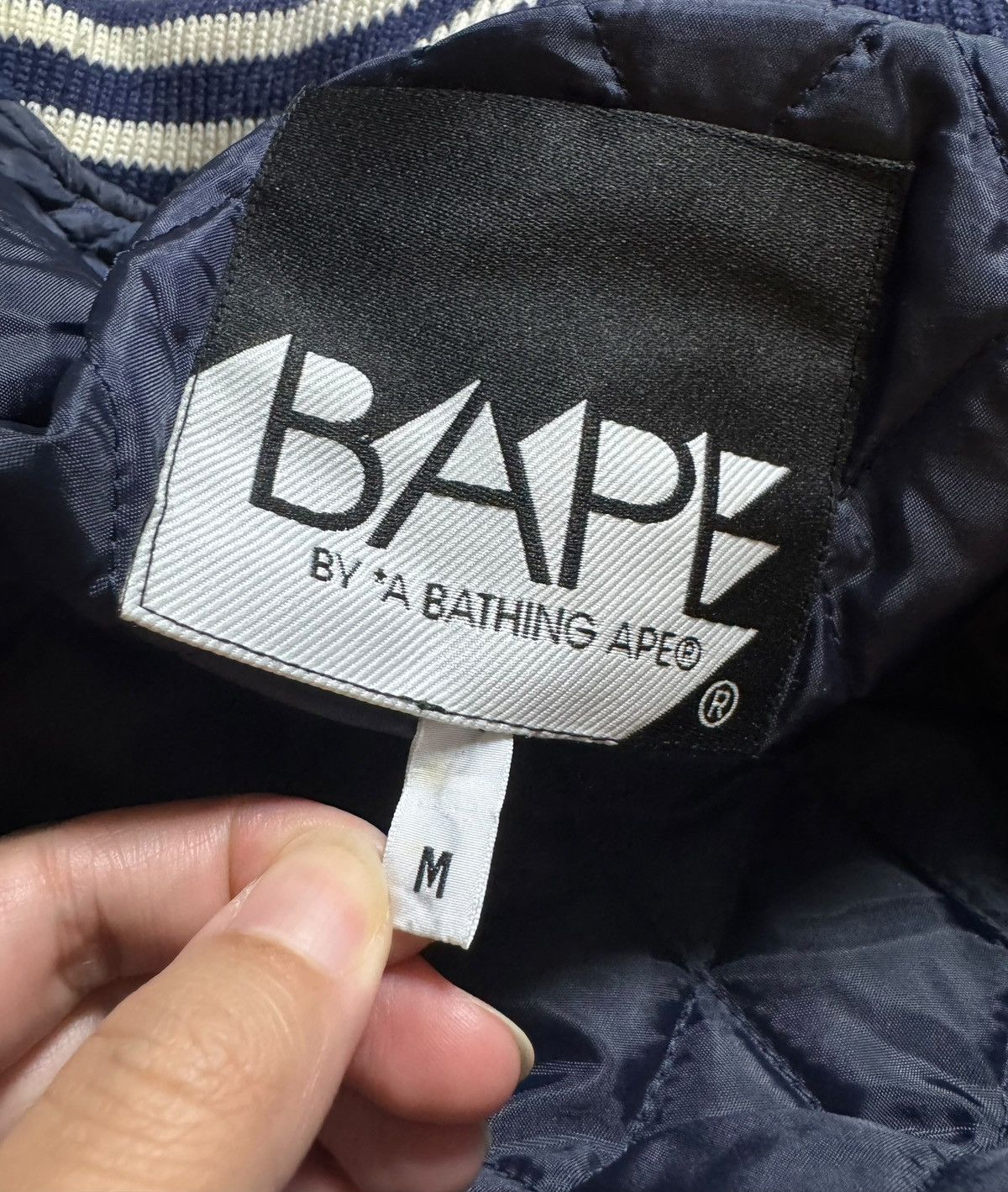 Bape BAPE Varsity Jacket Navy/White Size US M / EU 48-50 / 2 - 7 Thumbnail