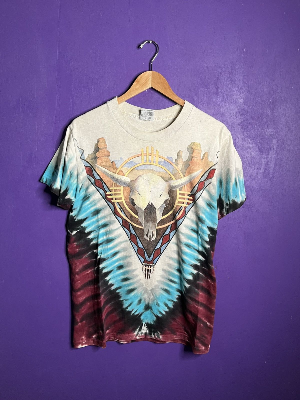 Liquid Blue × Vintage Vintage 90s Liquid blue cow skull tie dye t-shirt Size US L / EU 52-54 / 3 - 1 Thumbnail