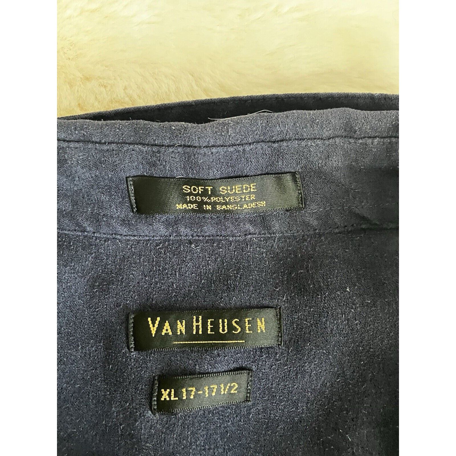 Van Heusen Van Heusen Suede Button-Up Shirt Men's Size XL 17-17 1/2Grey Size US XL / EU 56 / 4 - 3 Thumbnail