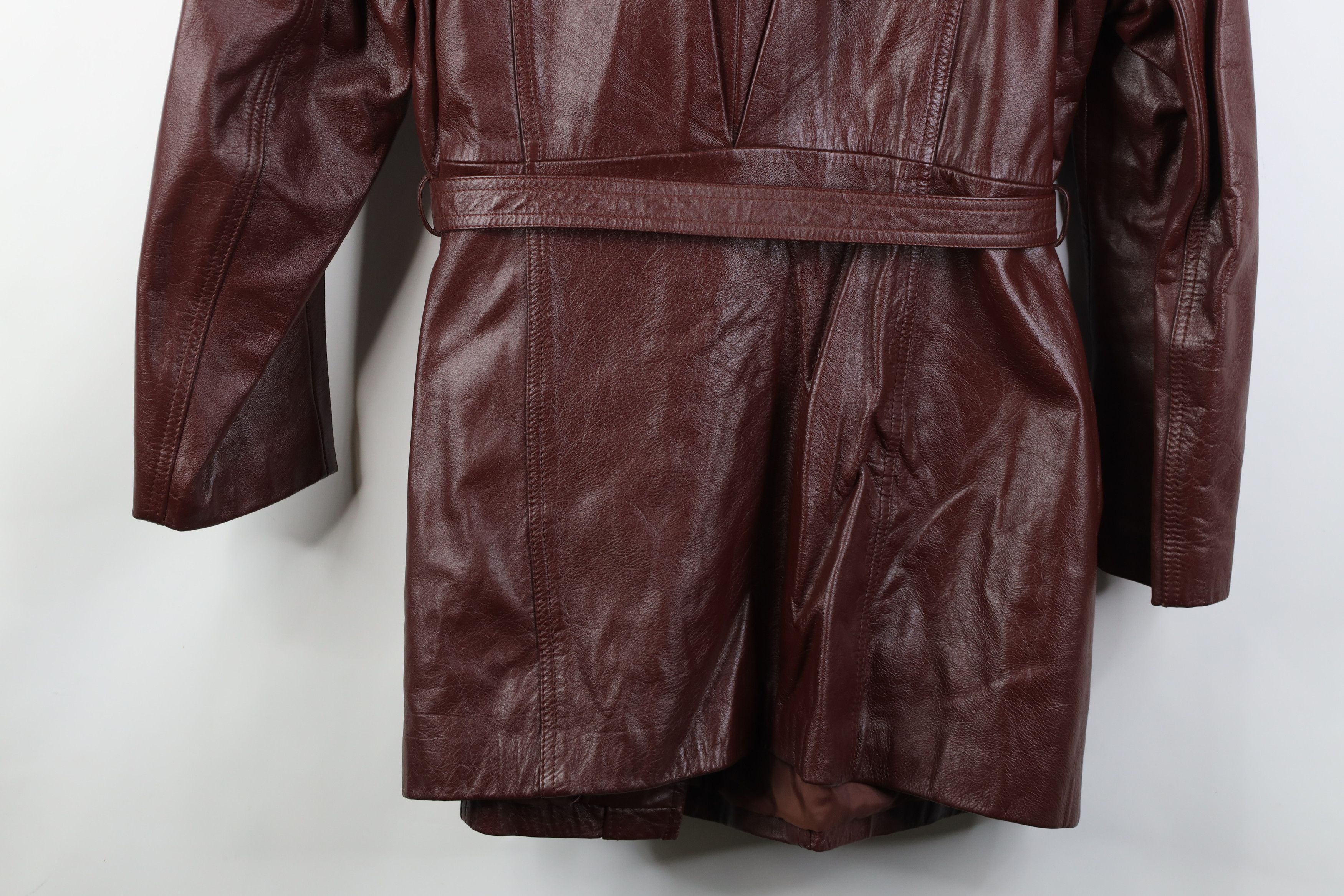 Vintage Vintage 70s Streetwear Belted Cow Leather Trench Coat Size 3XL / US 20-22 - 15 Thumbnail