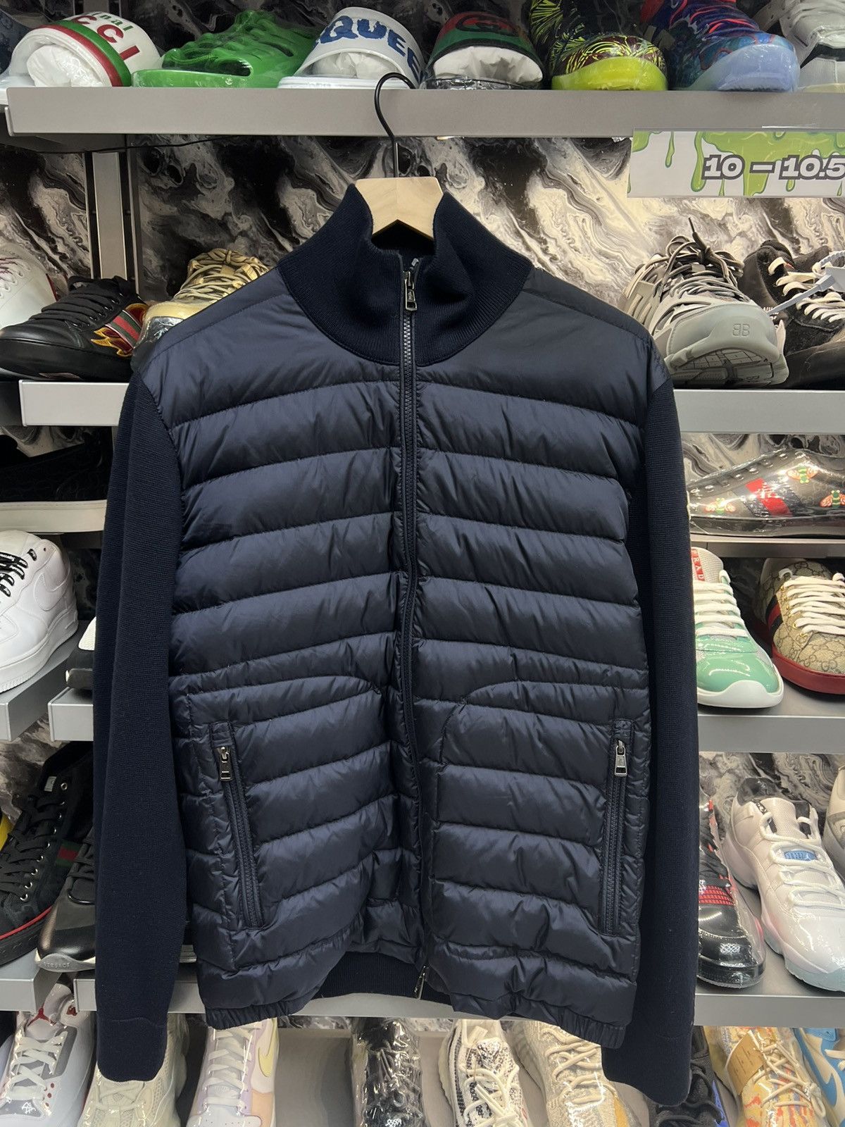 Moncler Moncler Navy Padded Wool Cardigan Size US XL / EU 56 / 4 - 1 Thumbnail