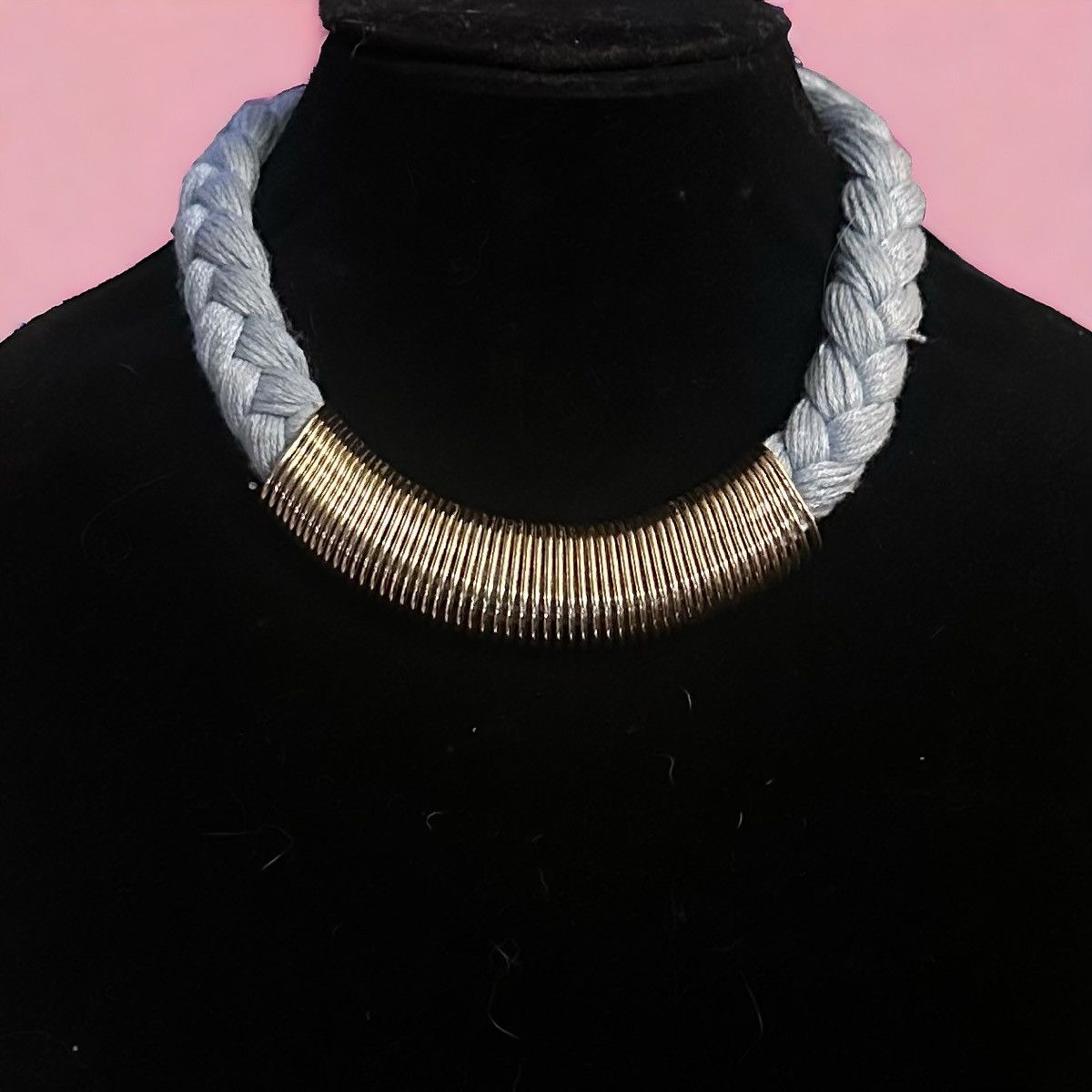 Other Light blue soft yarn braided collar necklace Size ONE SIZE - 1 Thumbnail