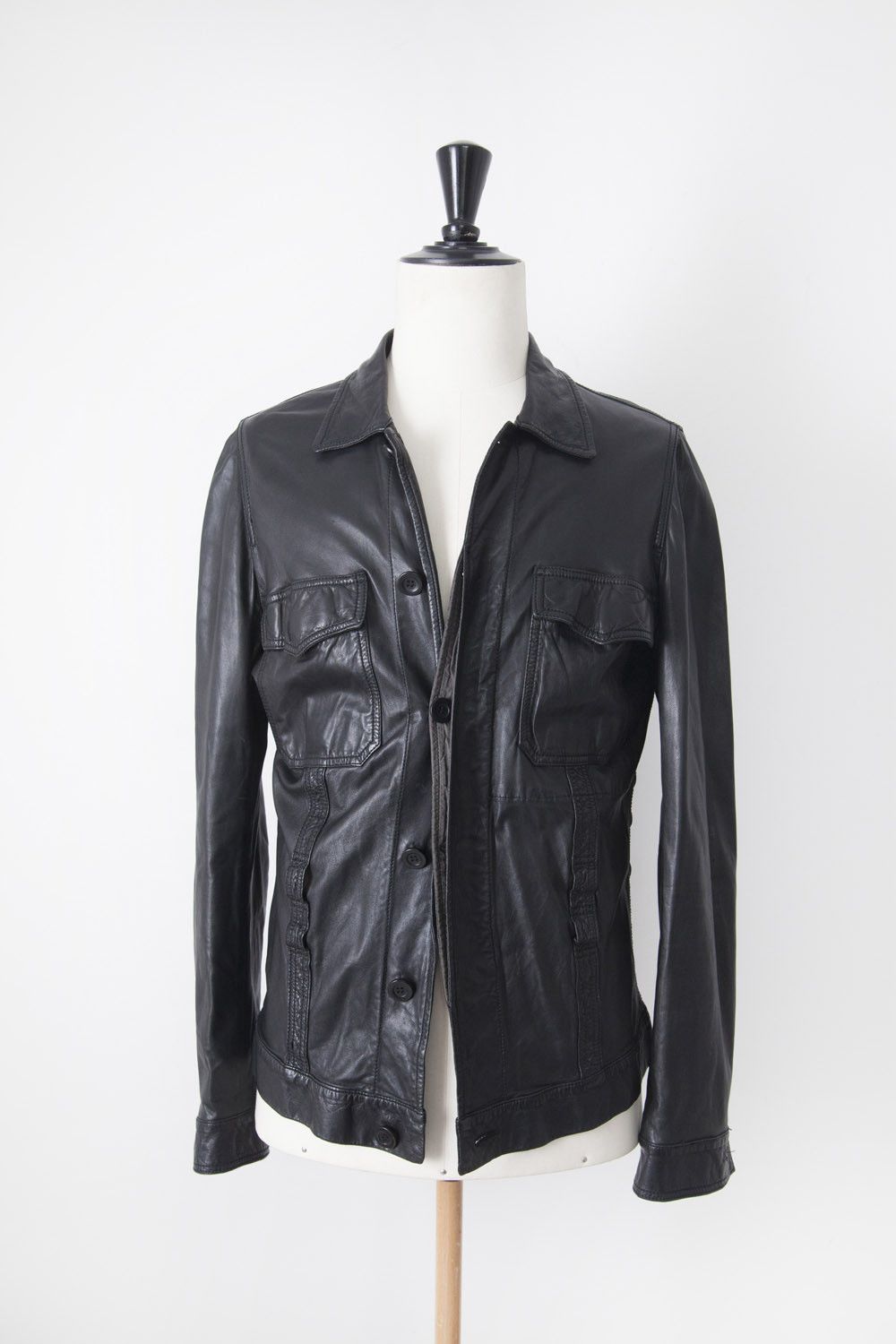 Rick Owens SS07 black leather shirt Size US S / EU 44-46 / 1 - 1 Thumbnail