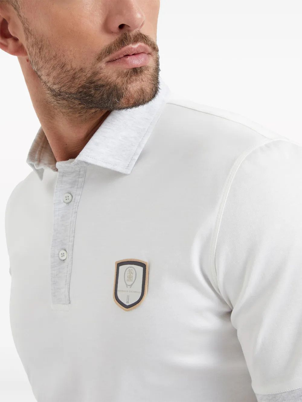 Brunello Cucinelli o1la1rc1a0325 Polo T-Shirt in White Size US S / EU 44-46 / 1 - 5 Thumbnail